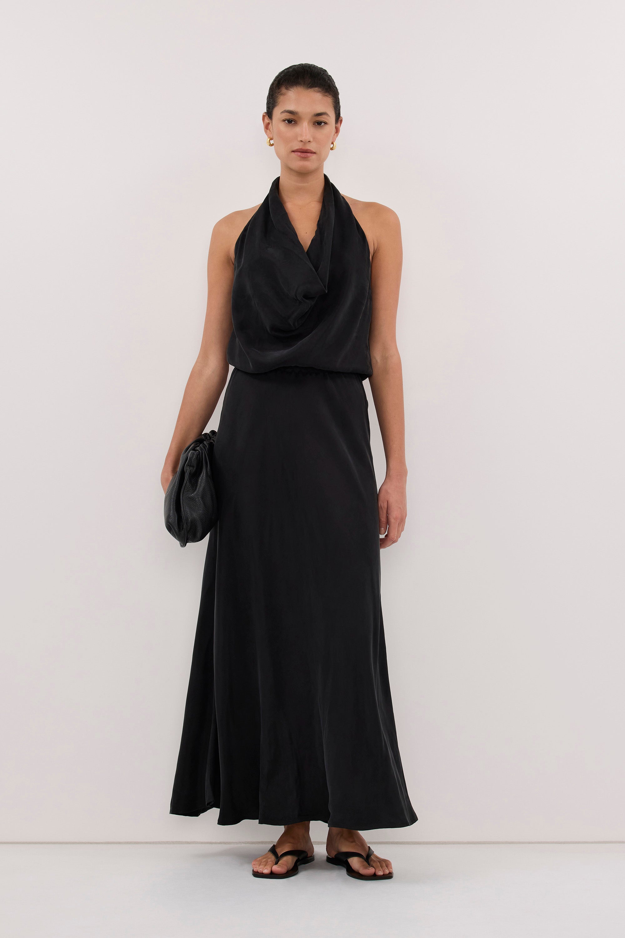 cupro midi dress Adele Sleeveless in Black By DISSH Color:Pale rose Promotion_PresDaySale25 Flattering 7/8 length silhouette Wedding dresses korean style
