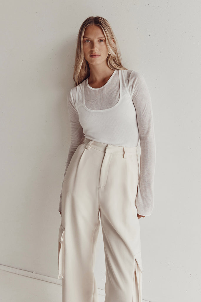 Dissh LAYER SLEEVED | TOP WHITE OFF JUDE