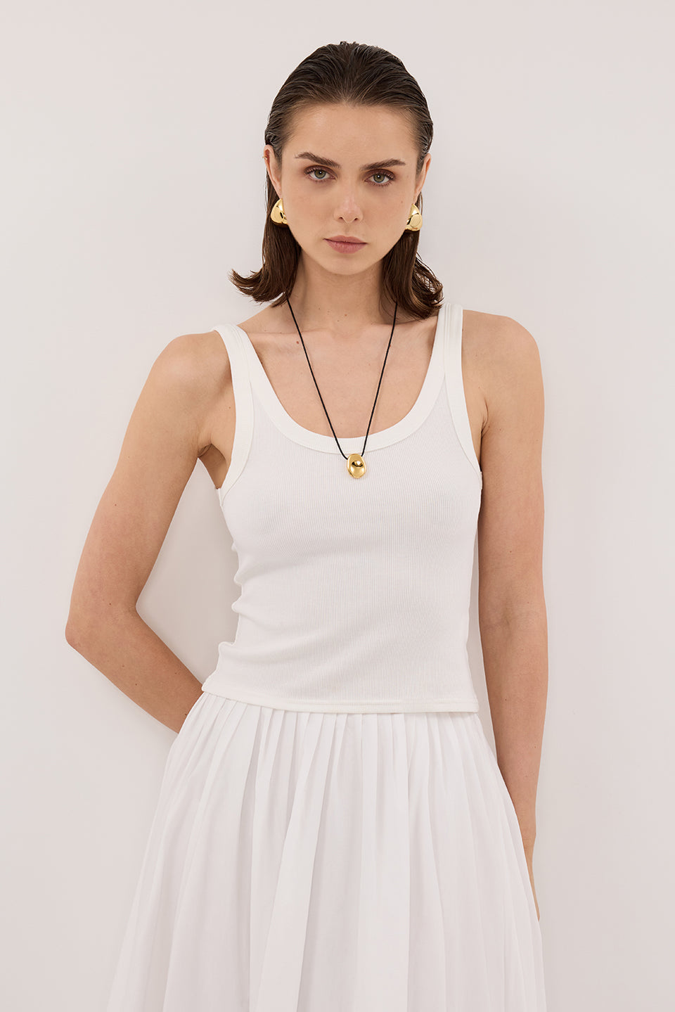 PHOEBE OFF WHITE SCOOP NECK TANK TOP
