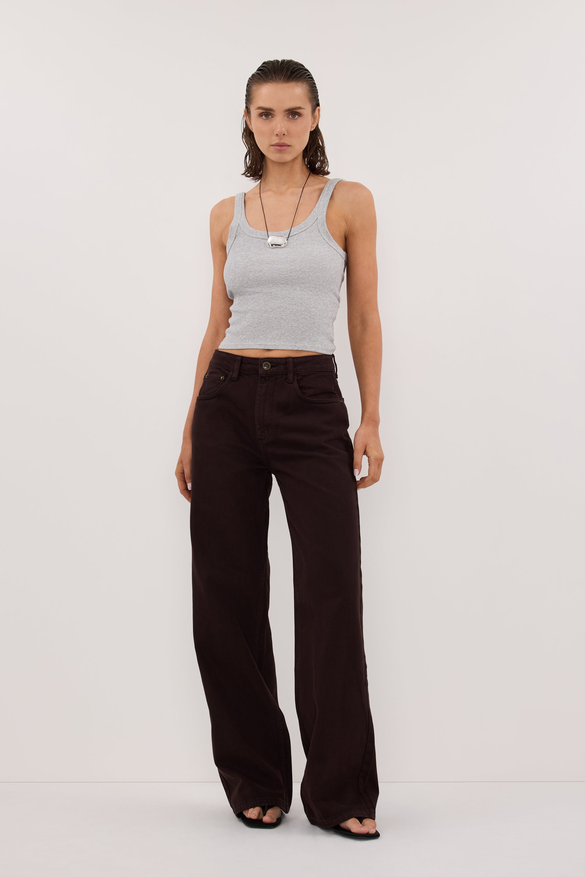 PHOEBE SILVER MARLE SCOOP NECK TANK – DISSH