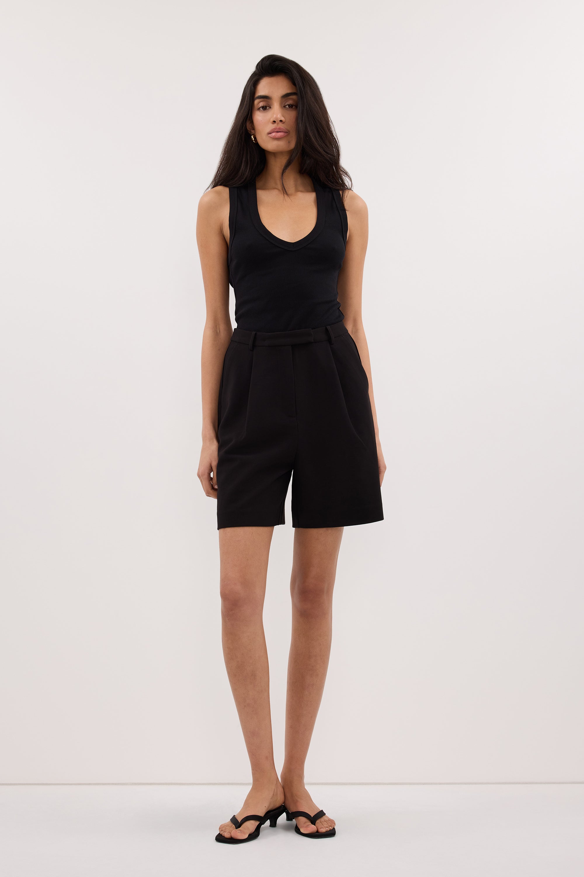 Yasmin Sleeveless Knit Tank Top in Black By DISSH