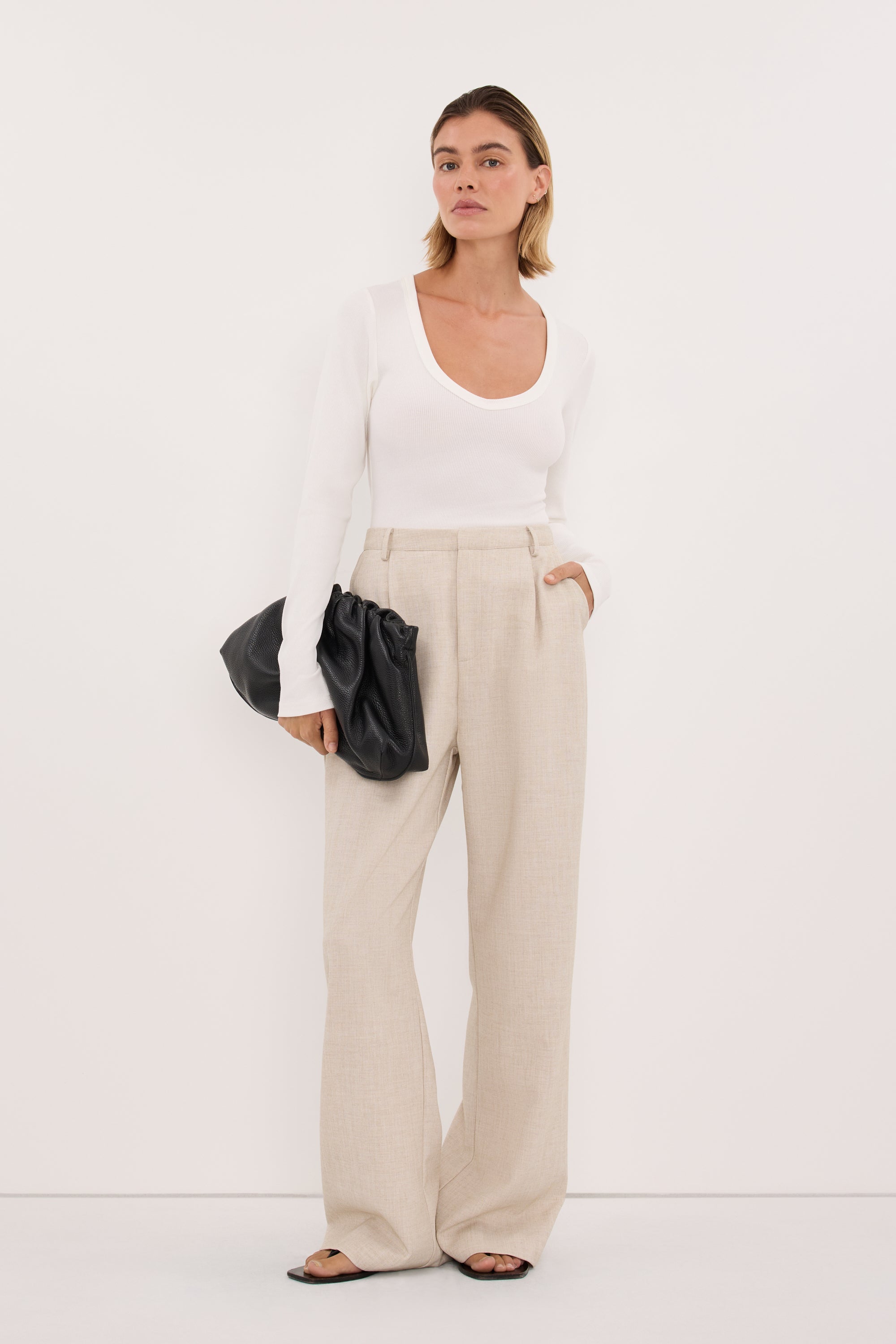 YASMIN OFF WHITE LONG SLEEVE TOP – DISSH