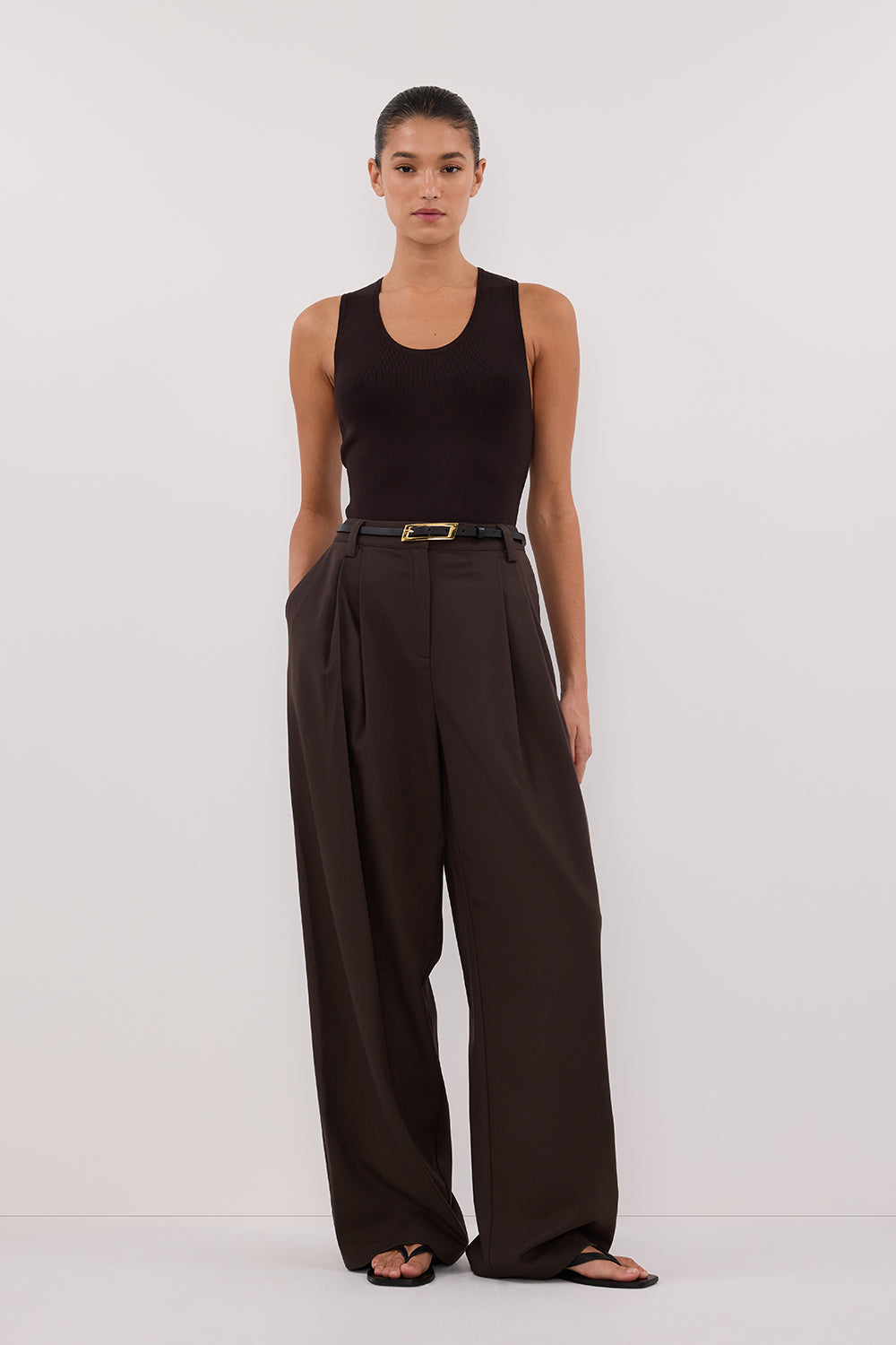 DEVIN BITTER CHOC RACER KNIT TANK – DISSH