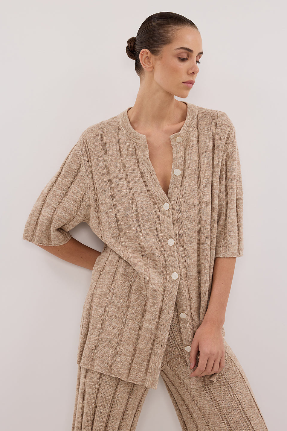JAZZ NATURAL BUTTON KNIT SHIRT