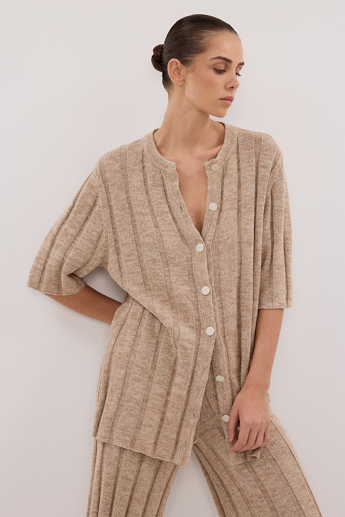 JAZZ NATURAL BUTTON KNIT SHIRT