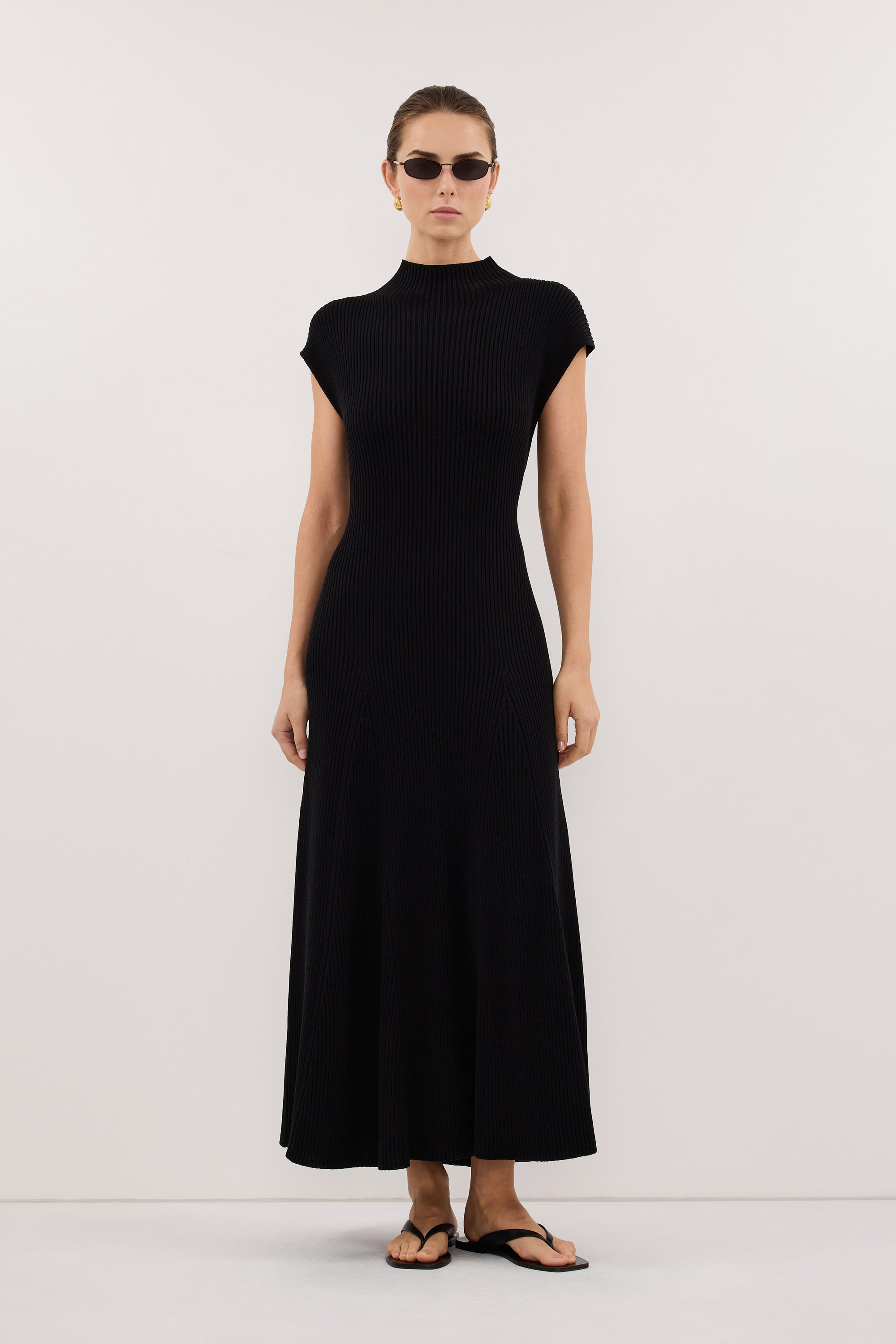 Della Knit Midi Dress in Black By DISSH