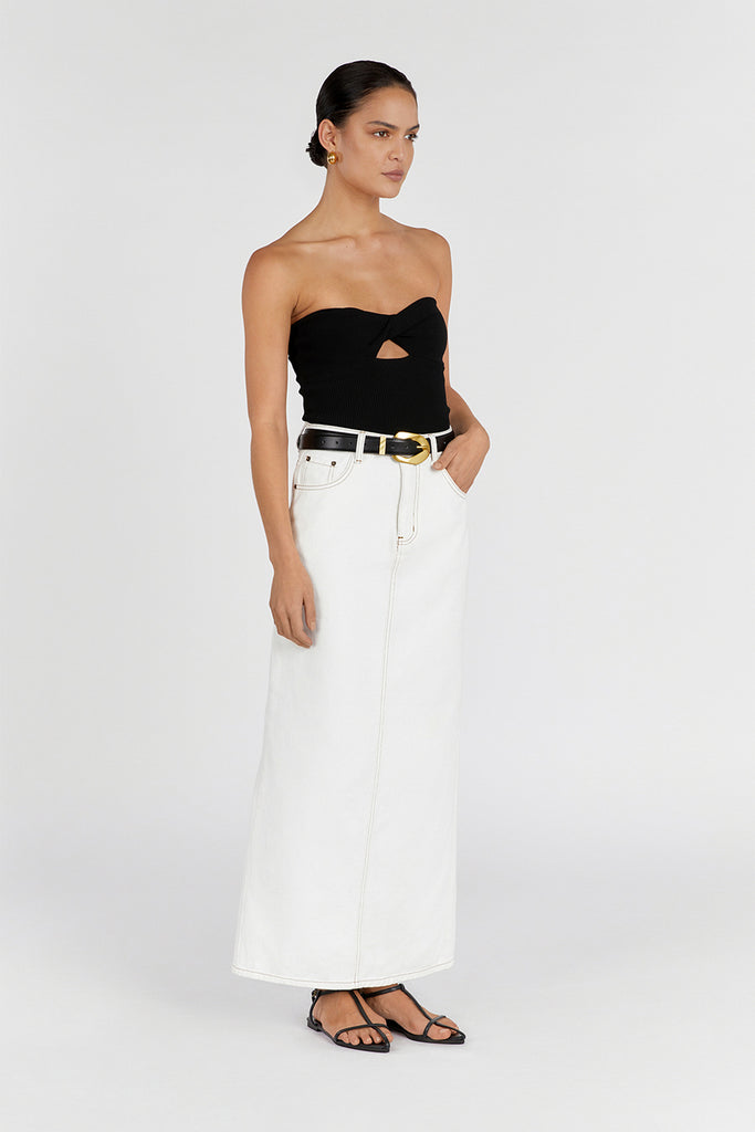 BIANCA BLACK BANDEAU KNIT TOP Dissh