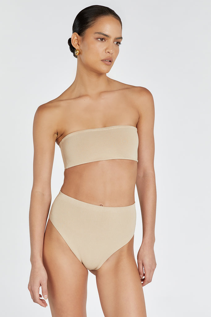Strapless Bandeau Bikini Top / Beige/ Cream/ Boho Swimwear for
