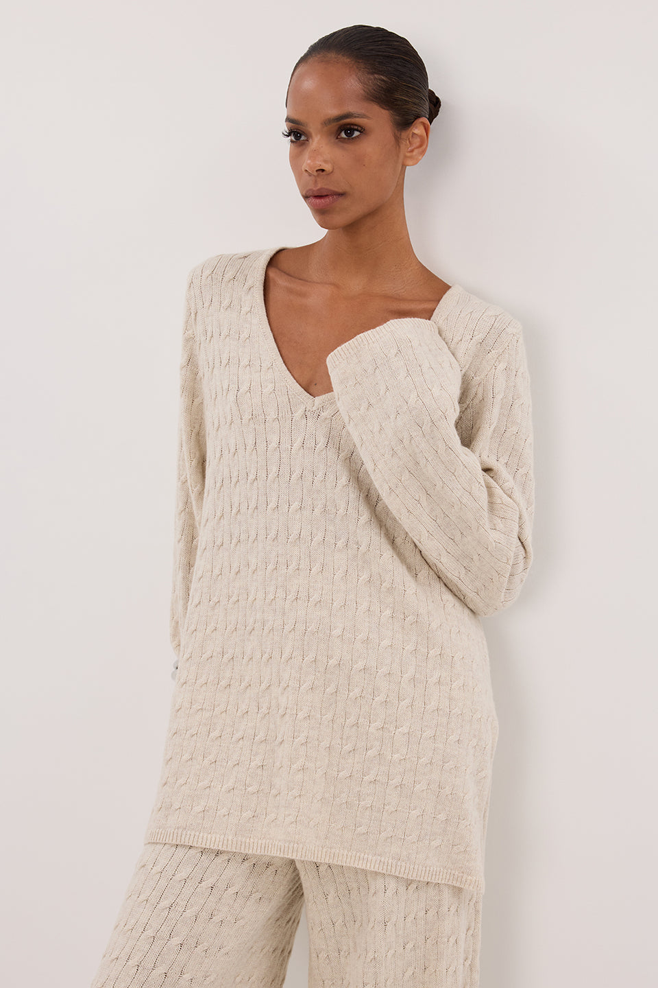 MAREN CHALK CABLE KNIT JUMPER