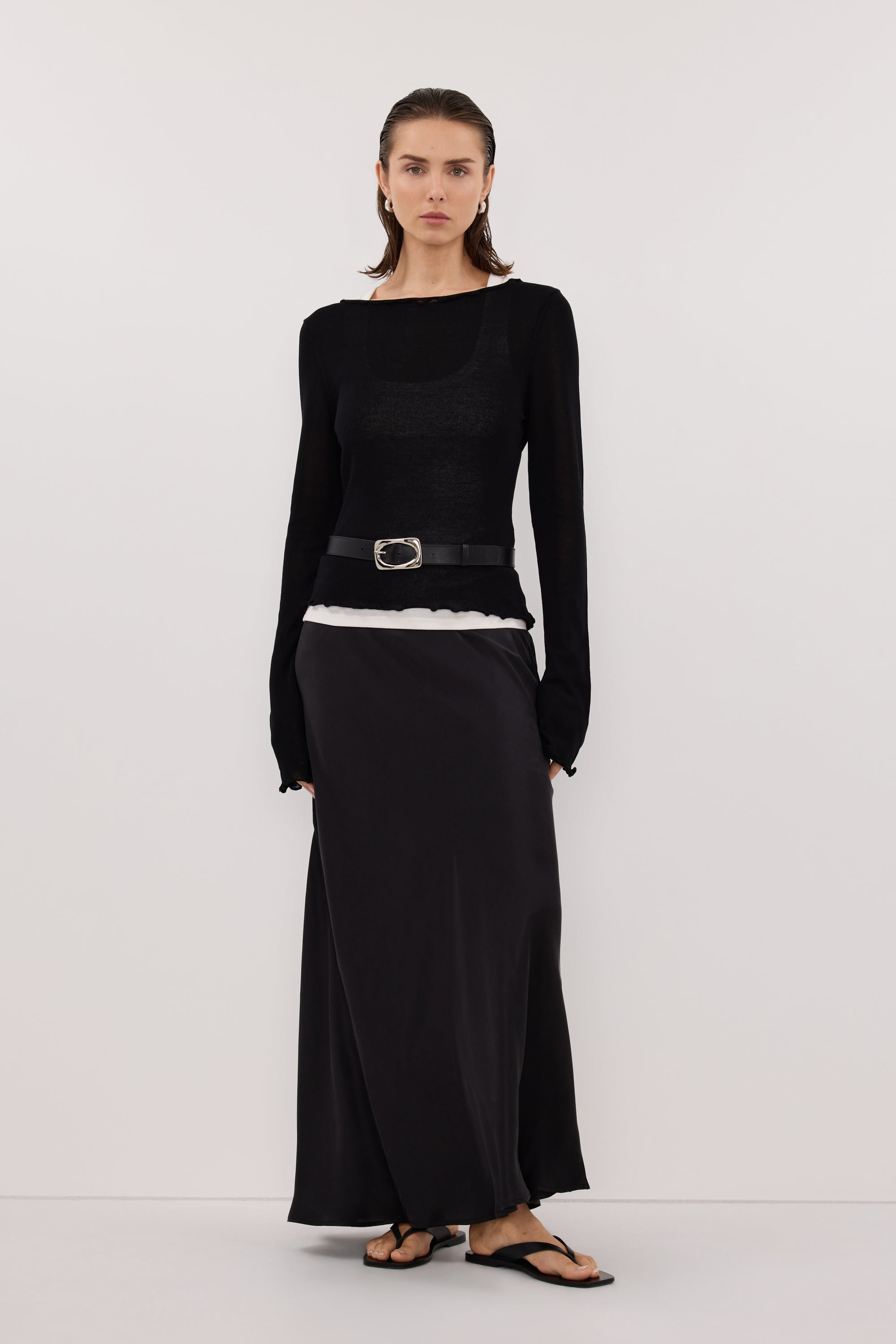 Blake Long Sleeve Boat Neck Knit Top in Black By DISSH Blake Long Sleeve Boat Neck Knit Top in Black By DISSH