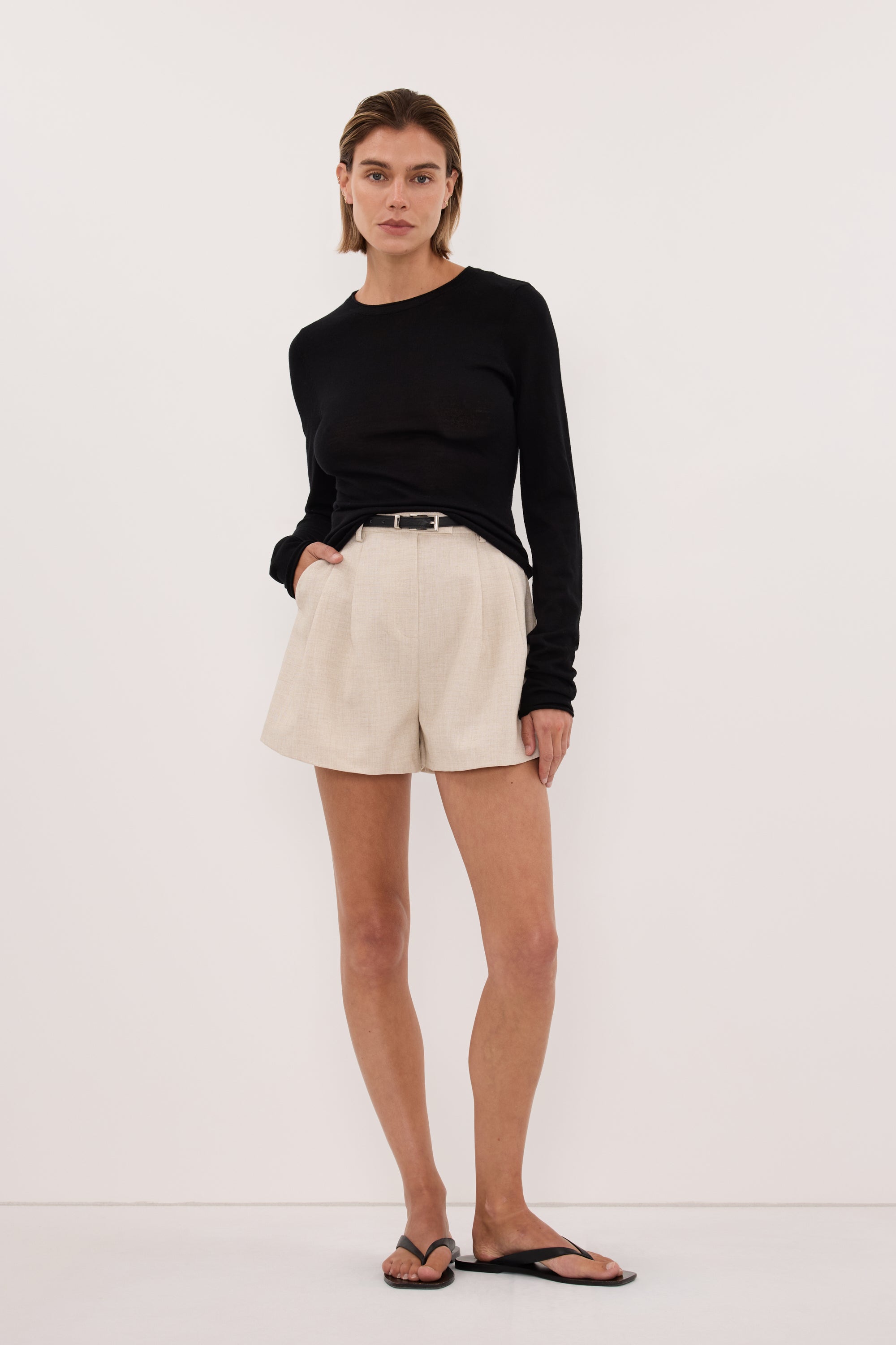 DUKE BLACK MERINO SLEEVED KNIT TOP – DISSH