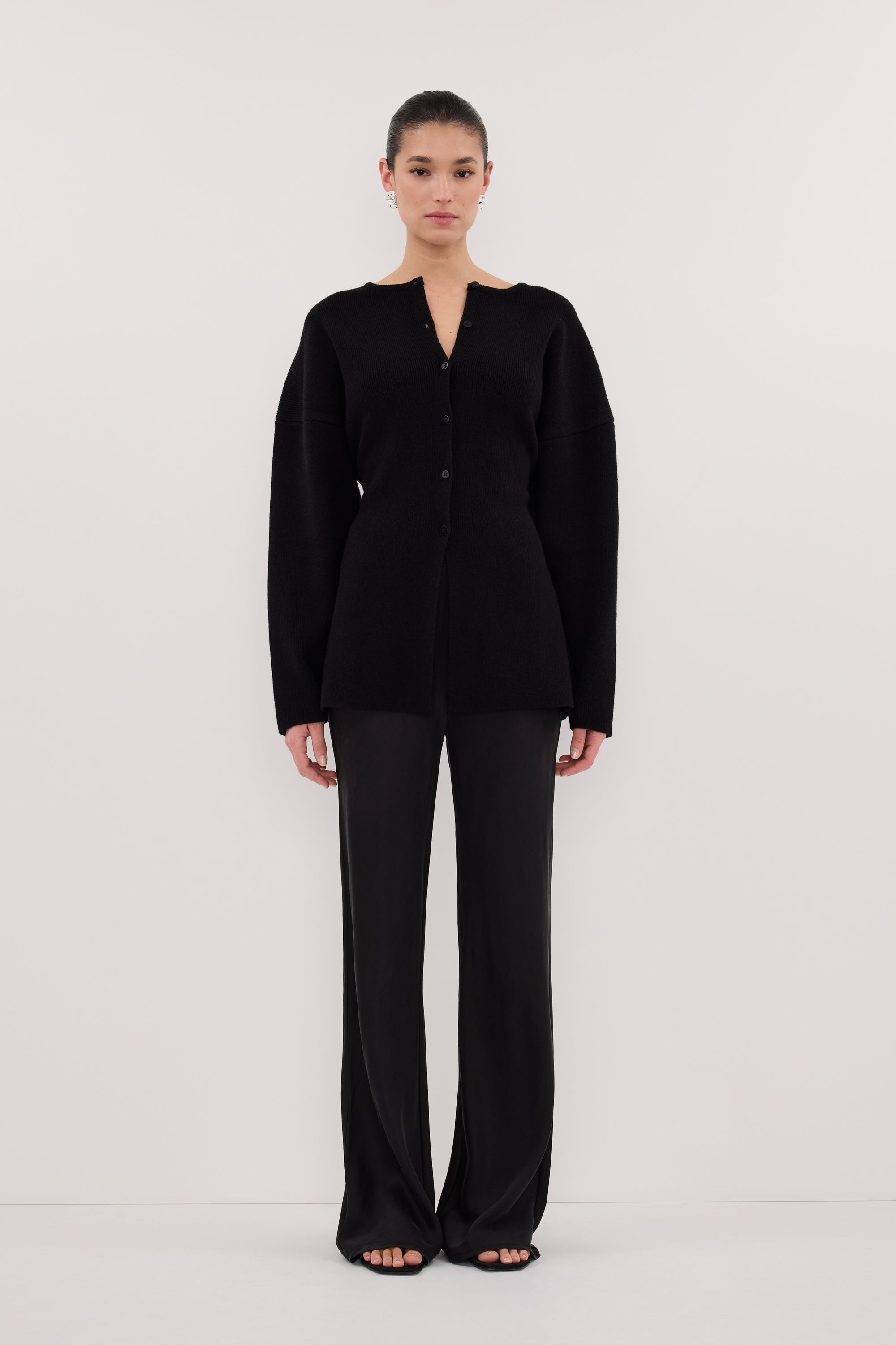 Martha Cinched Knit Cardigan in Black By DISSH Martha Cinched Knit Cardigan in Black By DISSH