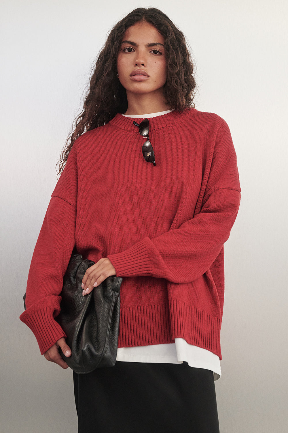 MILA BURNT RED CREW NECK JUMPER – DISSH
