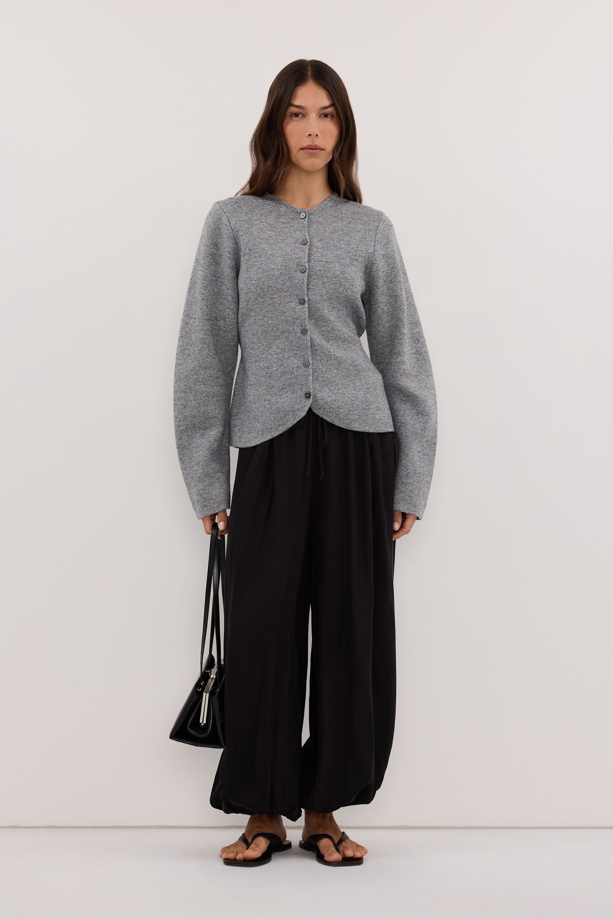 Dissh ELIZA GREY MARLE CINCHED CARDIGAN
