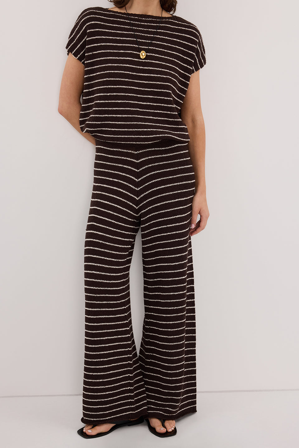 ASPEN CHOC STRIPE KNIT PANT