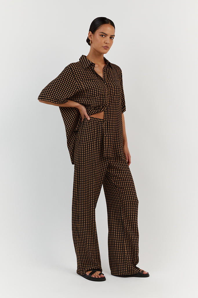 MILA CARAMEL DRAWSTRING PANT | Dissh