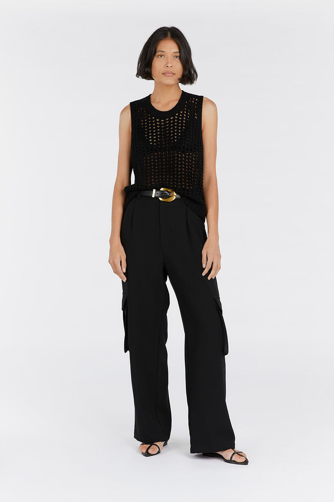 HUNTER BLACK CROCHET TANK Dissh