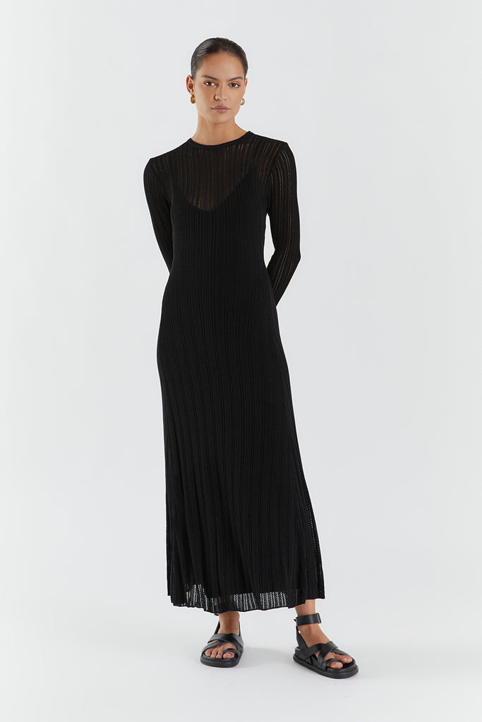 ESTELLA BLACK KNIT MIDI DRESS Dissh