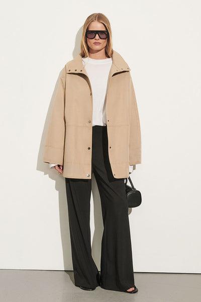 Zoe wearing JUNE STONE MID LENGTH JACKET