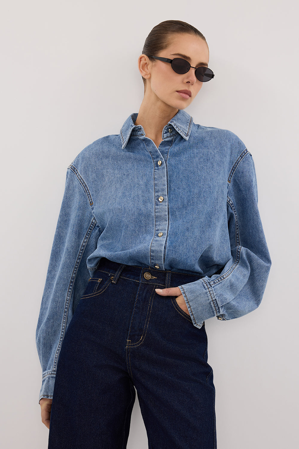 AMARA LIGHT BLUE DENIM SHIRT – DISSH