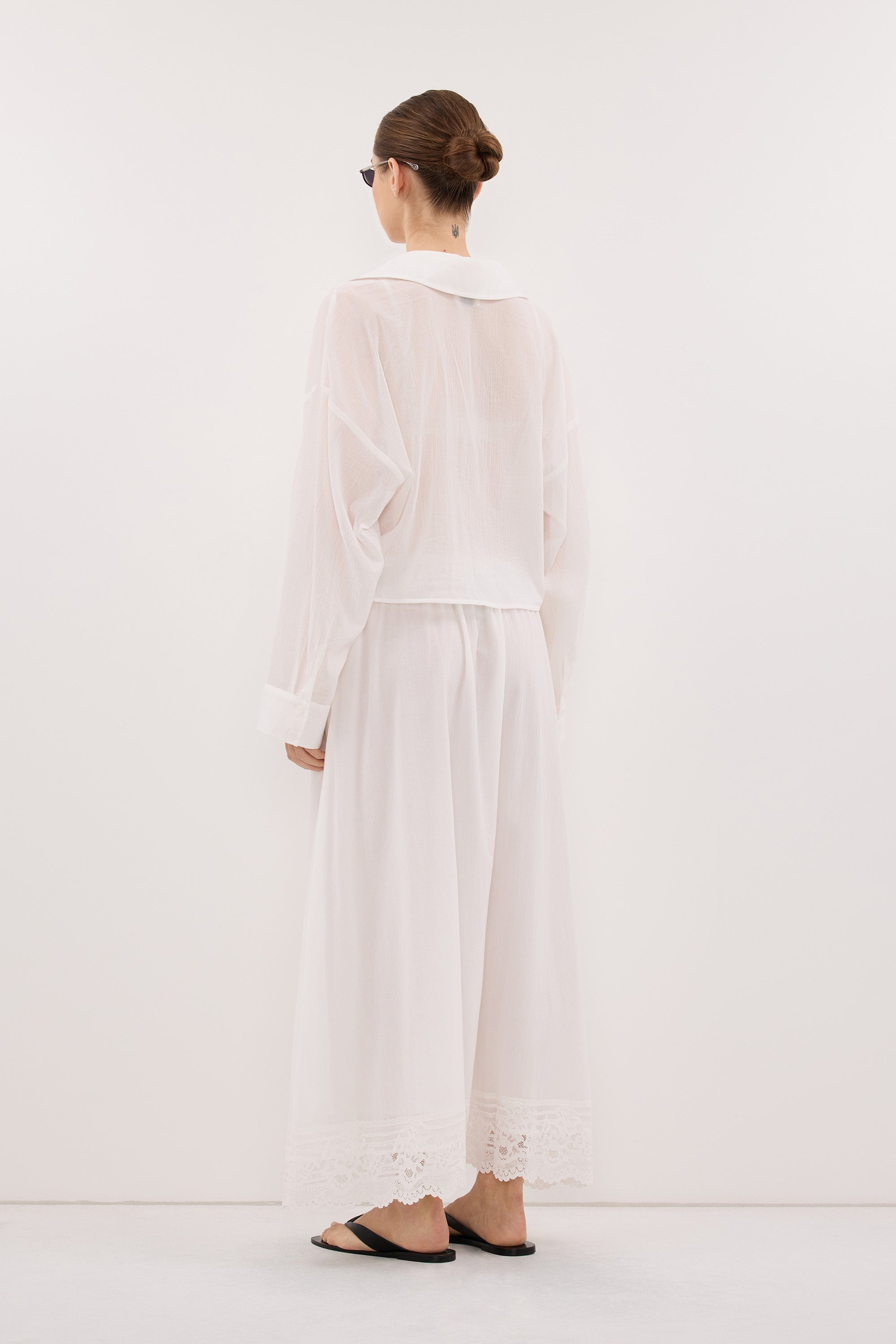 ELISA WHITE SHEER CRINKLE SHIRT
