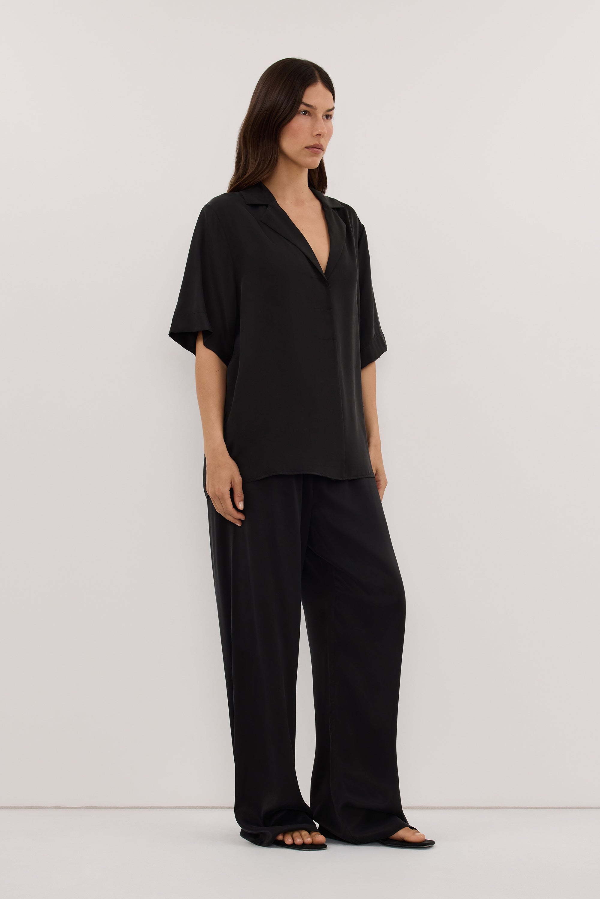 MICAH BLACK SILK SHIRT
