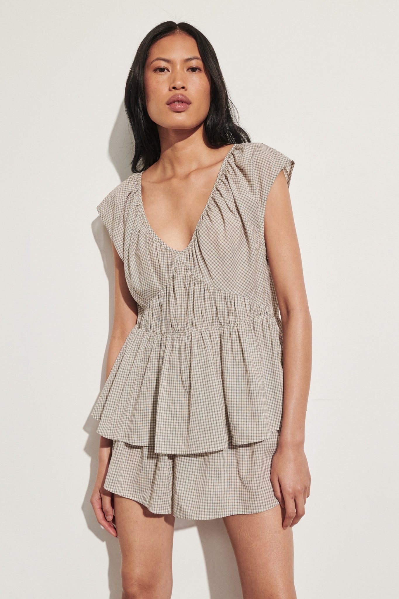 ARABELLA CREAM CHECK TOP