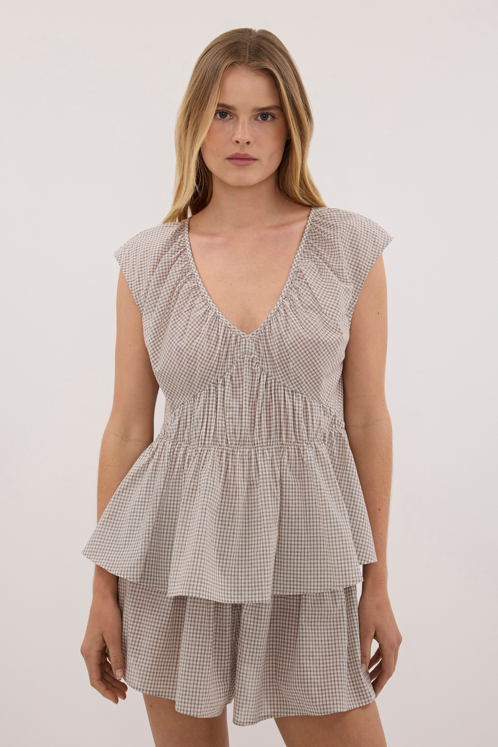 ARABELLA CREAM CHECK TOP