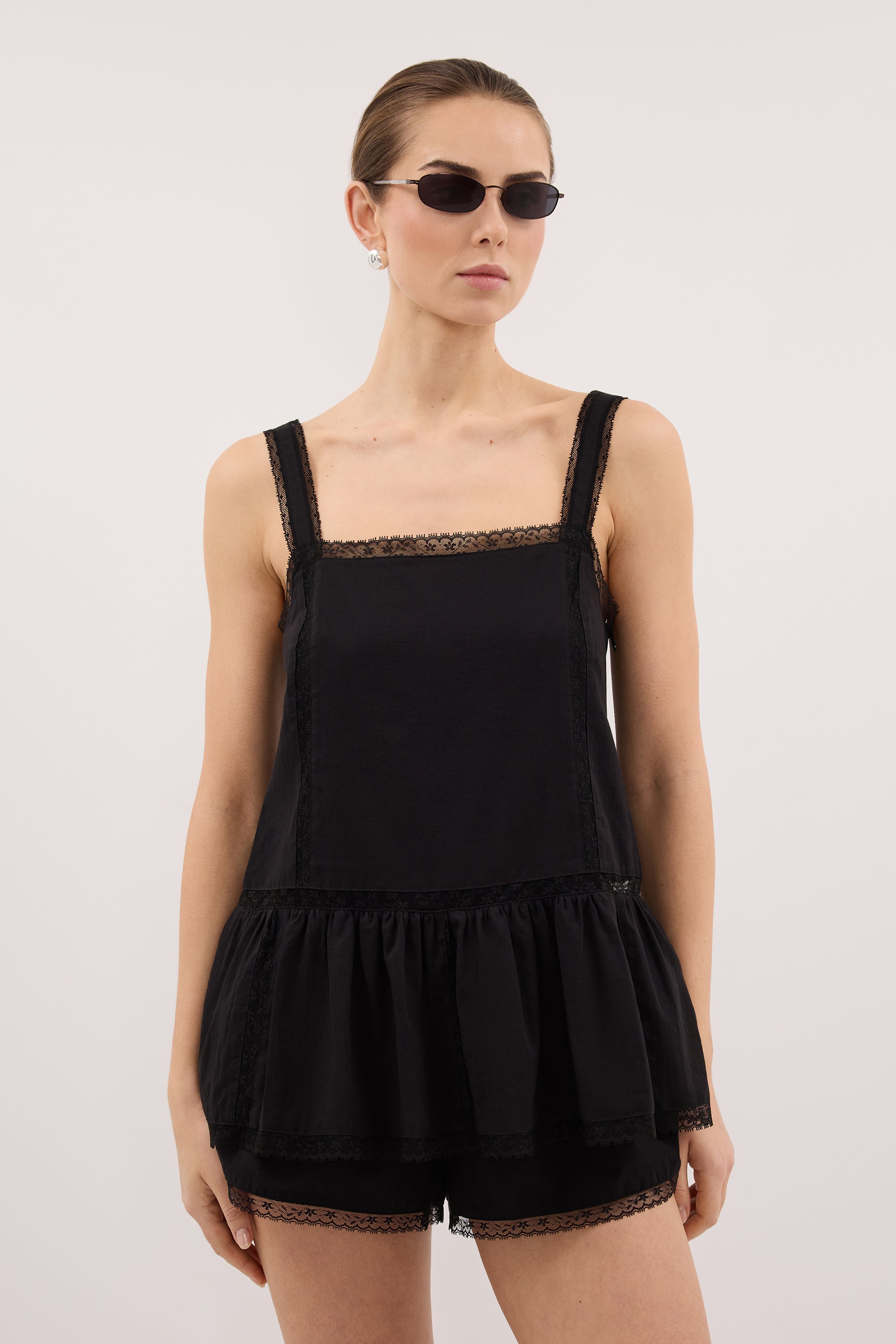 ROSIN BLACK COTTON VOILE TOP