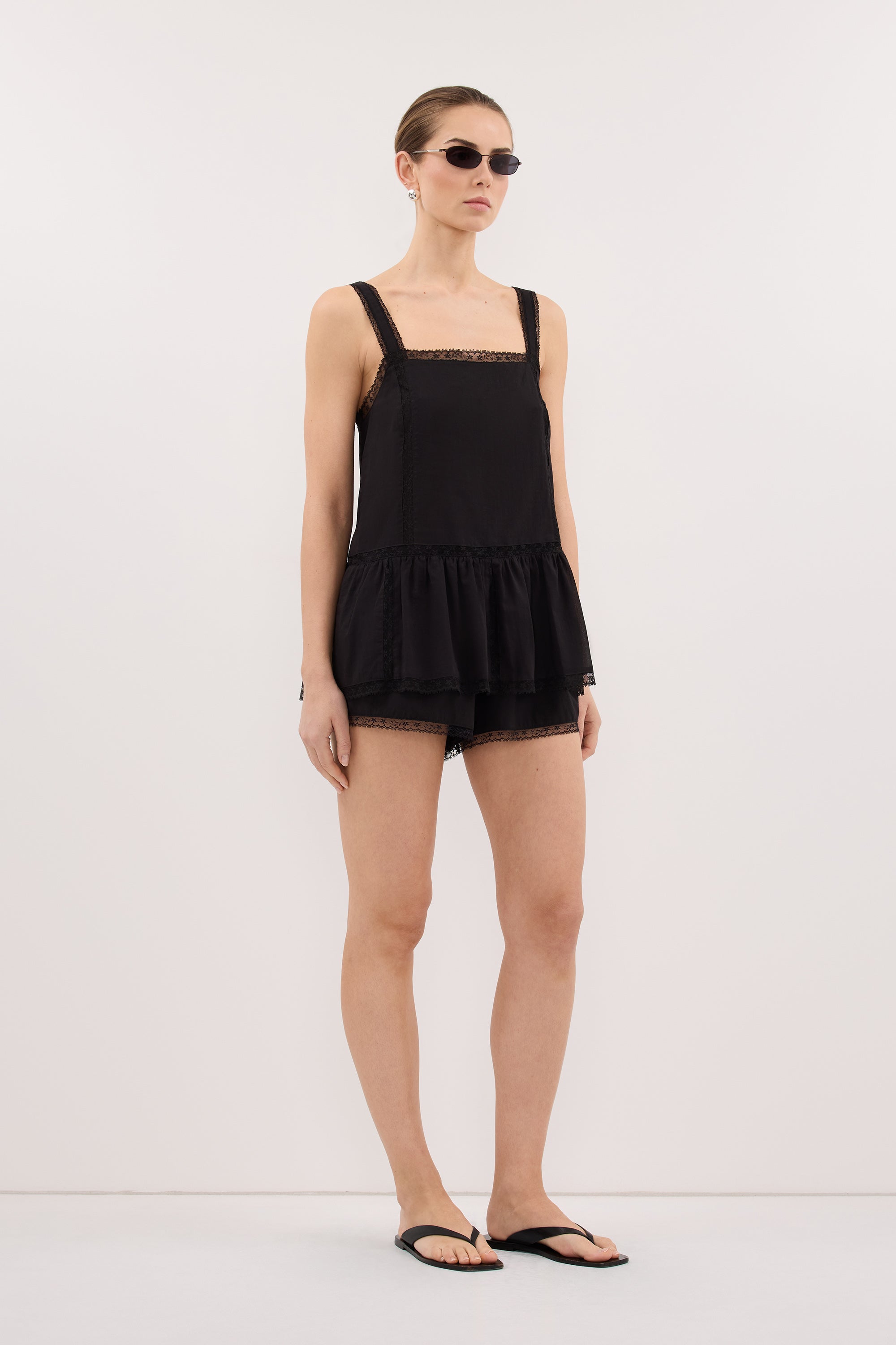 ROSIN BLACK COTTON VOILE TOP