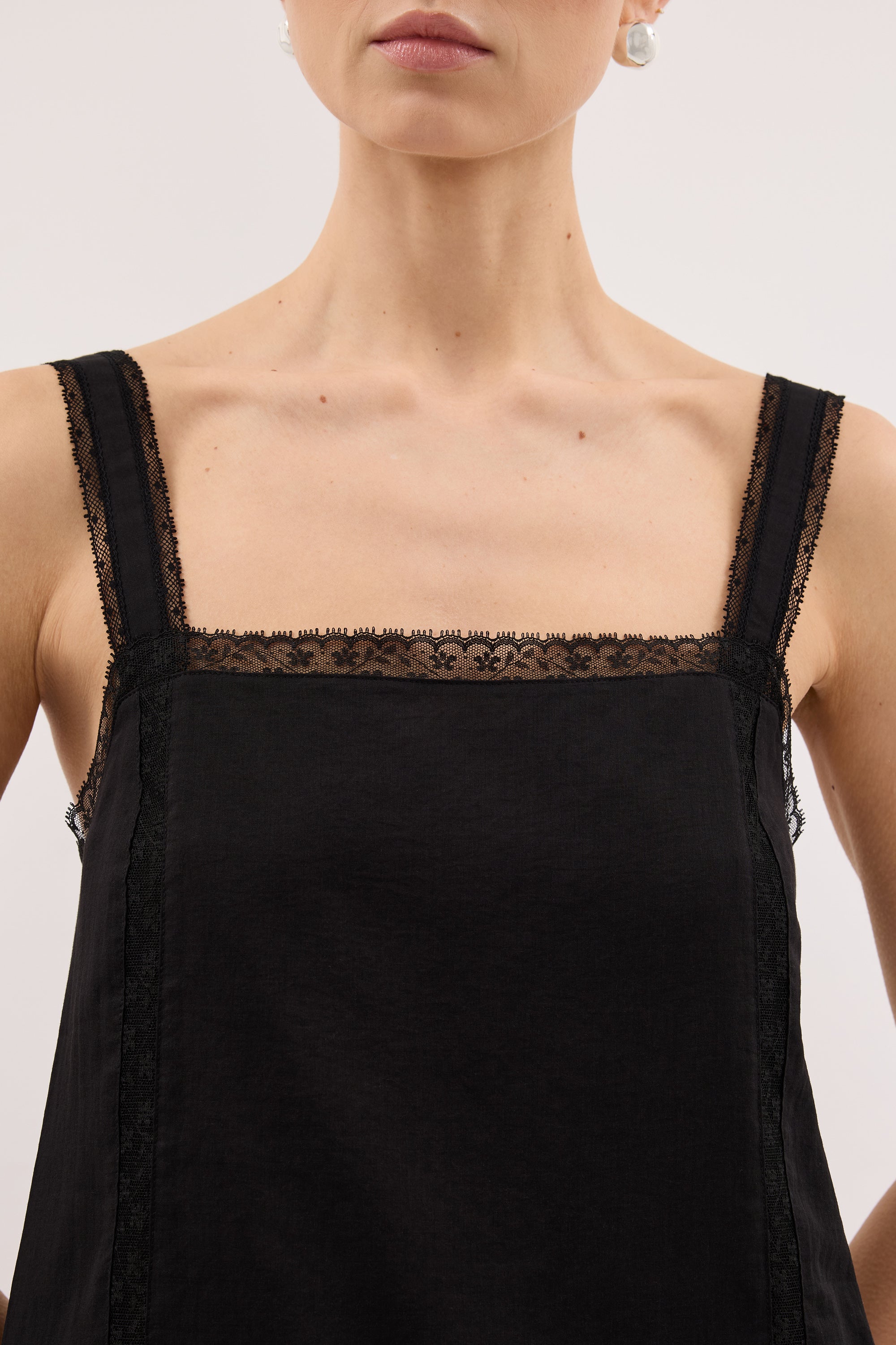 ROSIN BLACK COTTON VOILE TOP