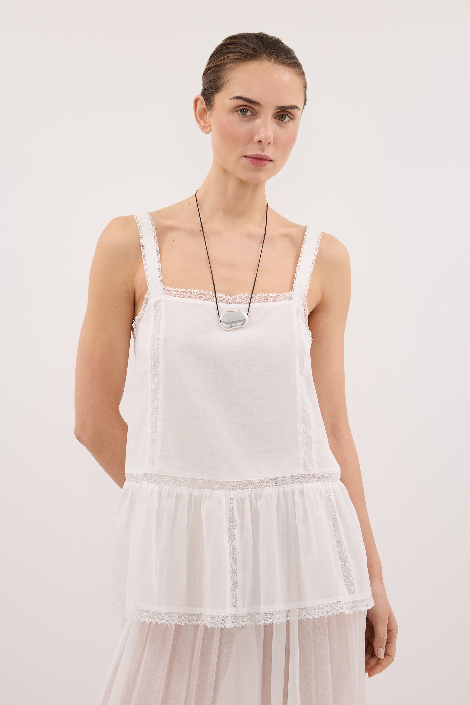 ROSIN WHITE COTTON VOILE TOP