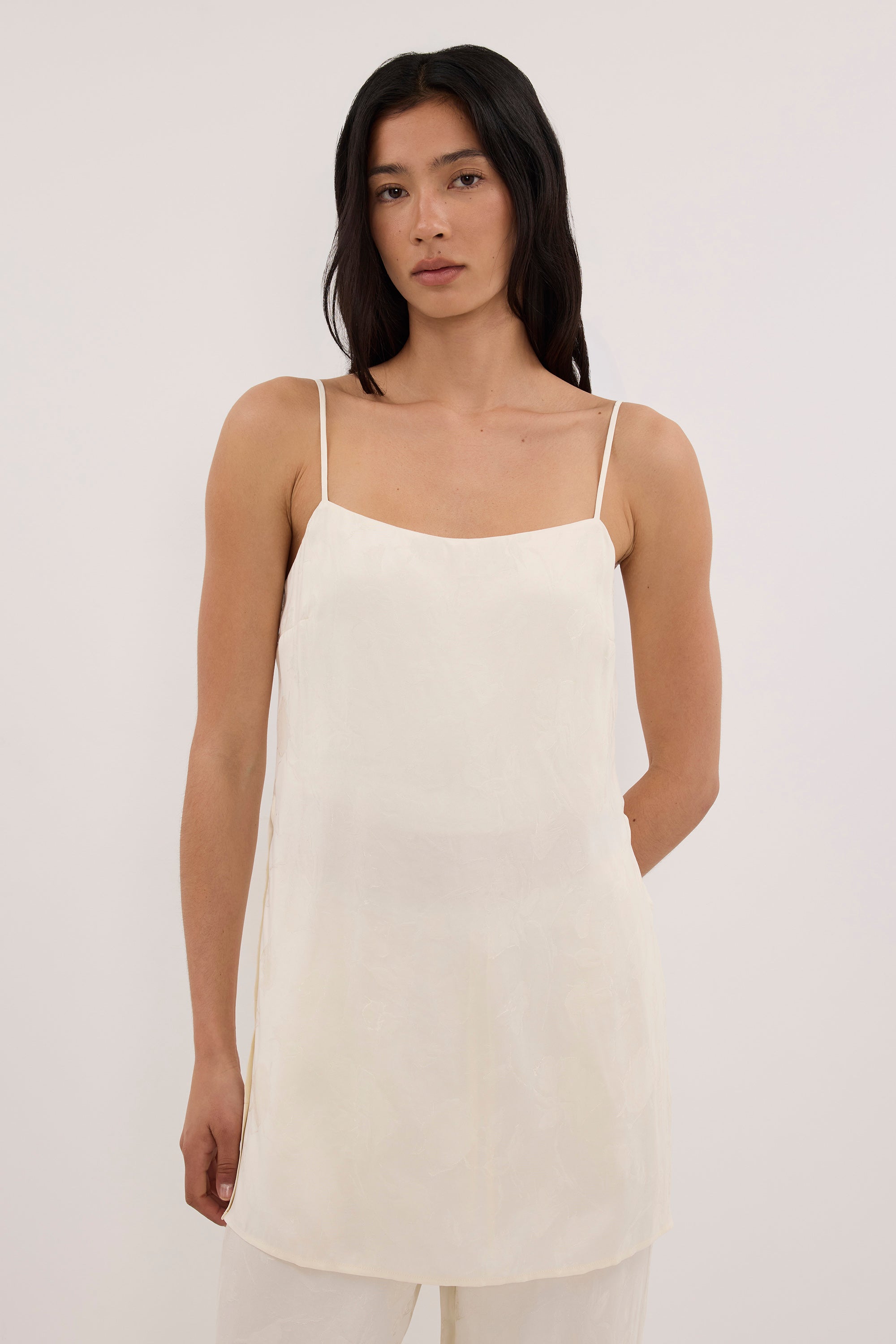 NARA MILK JACQUARD LONGLINE CAMI TOP