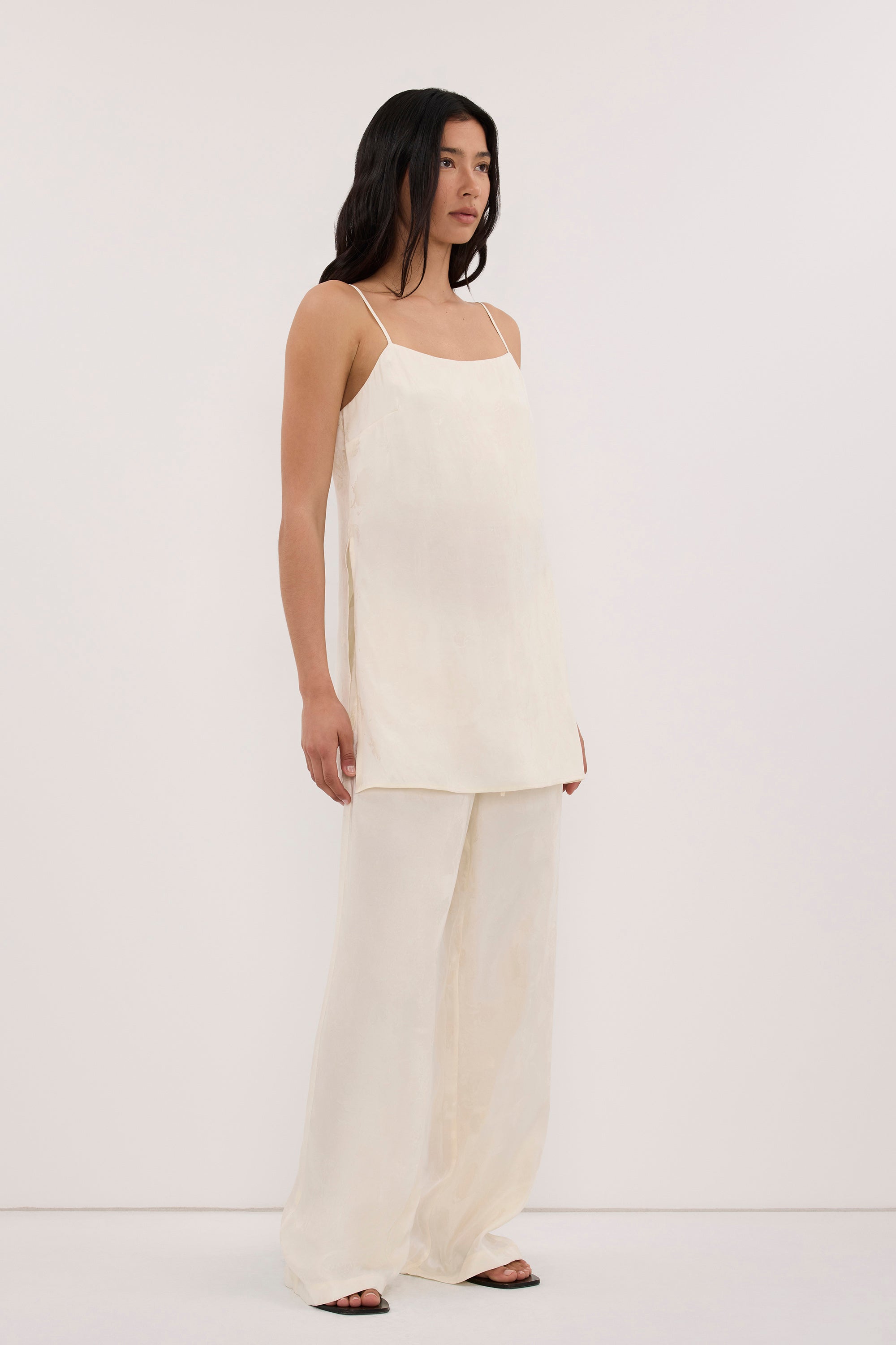 NARA MILK JACQUARD LONGLINE CAMI TOP