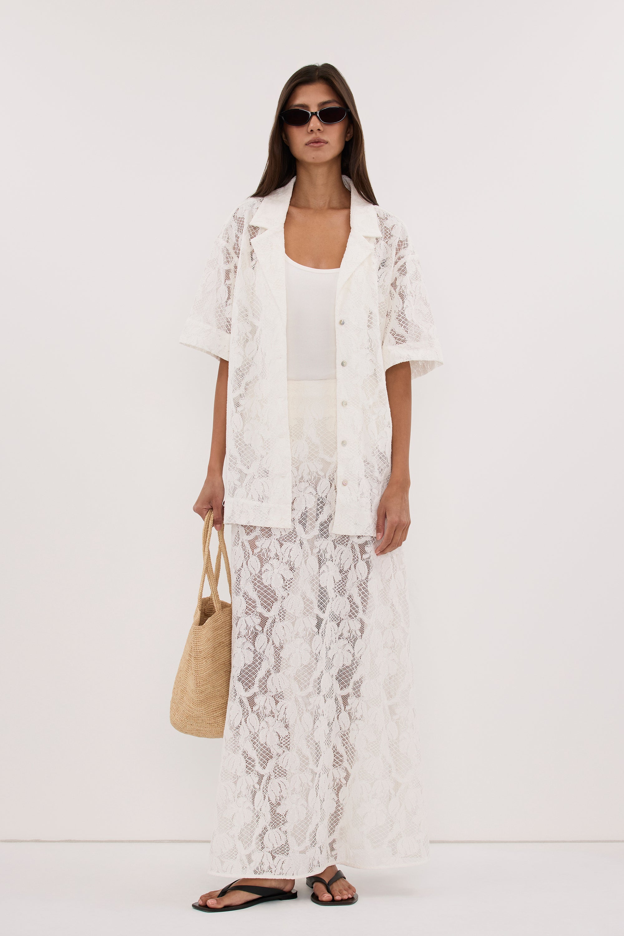 LUCINE WHITE LACE SKIRT – DISSH