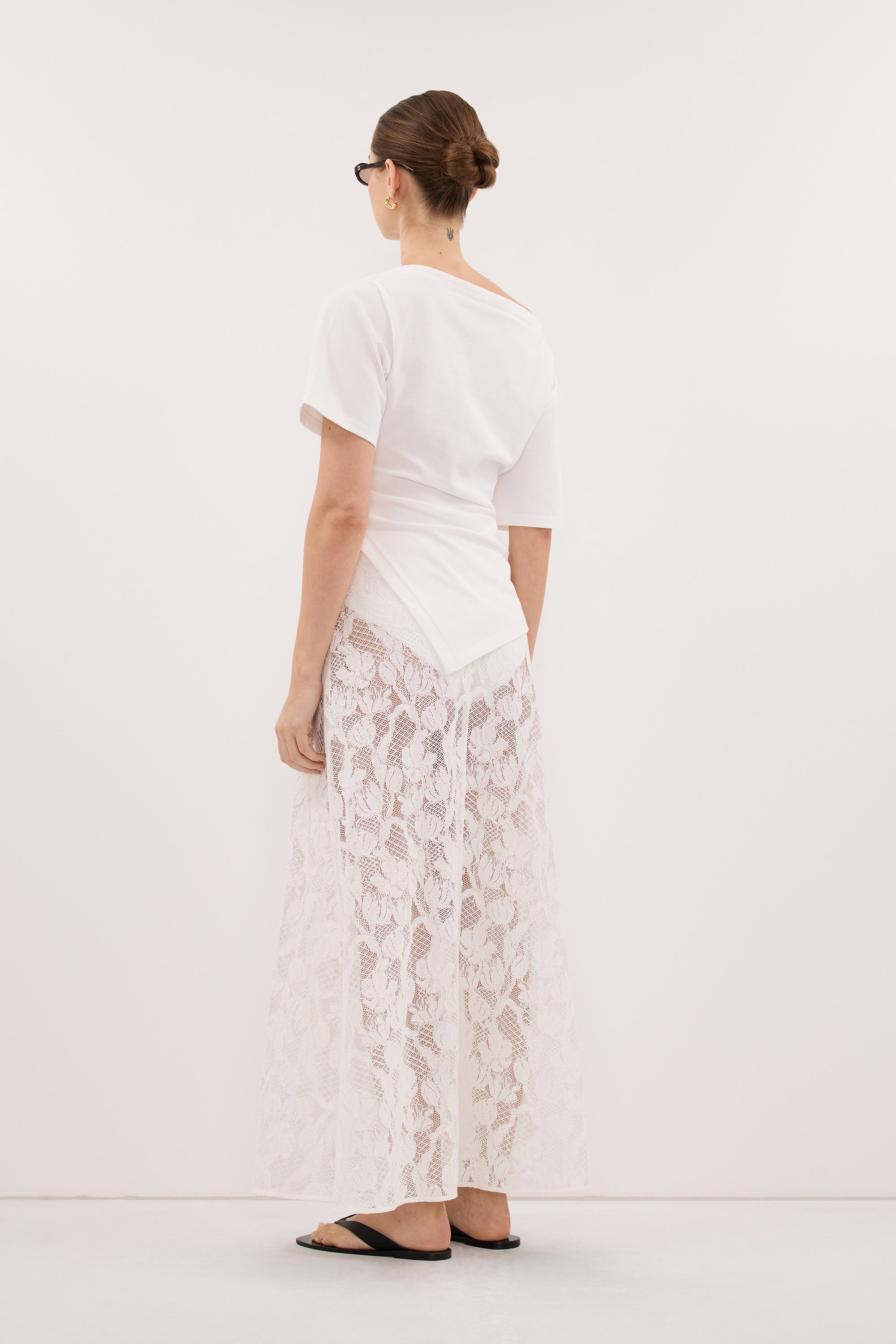 LUCINE WHITE LACE MAXI SKIRT