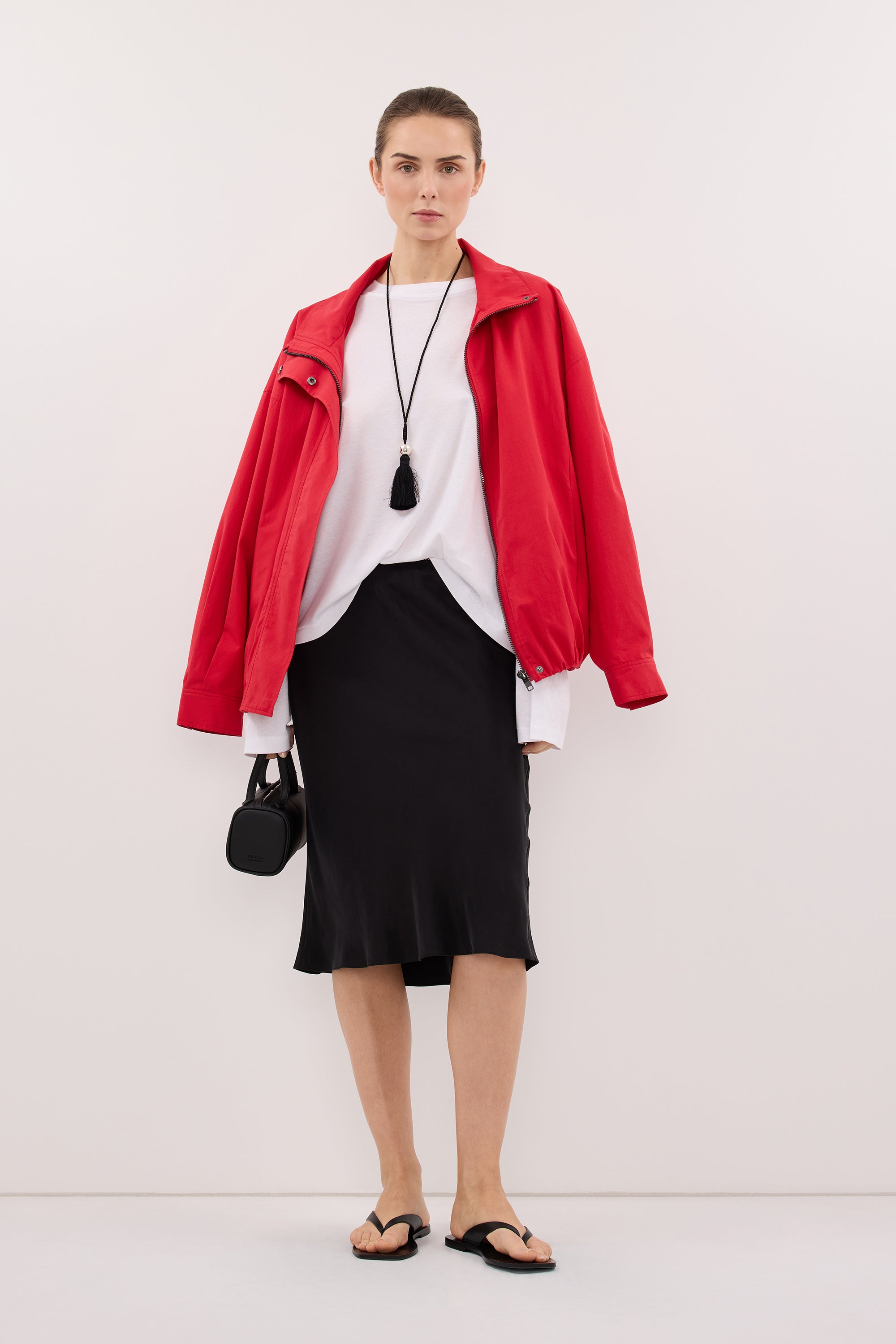 LOUISA BLACK CUPRO KNEE LENGTH SKIRT