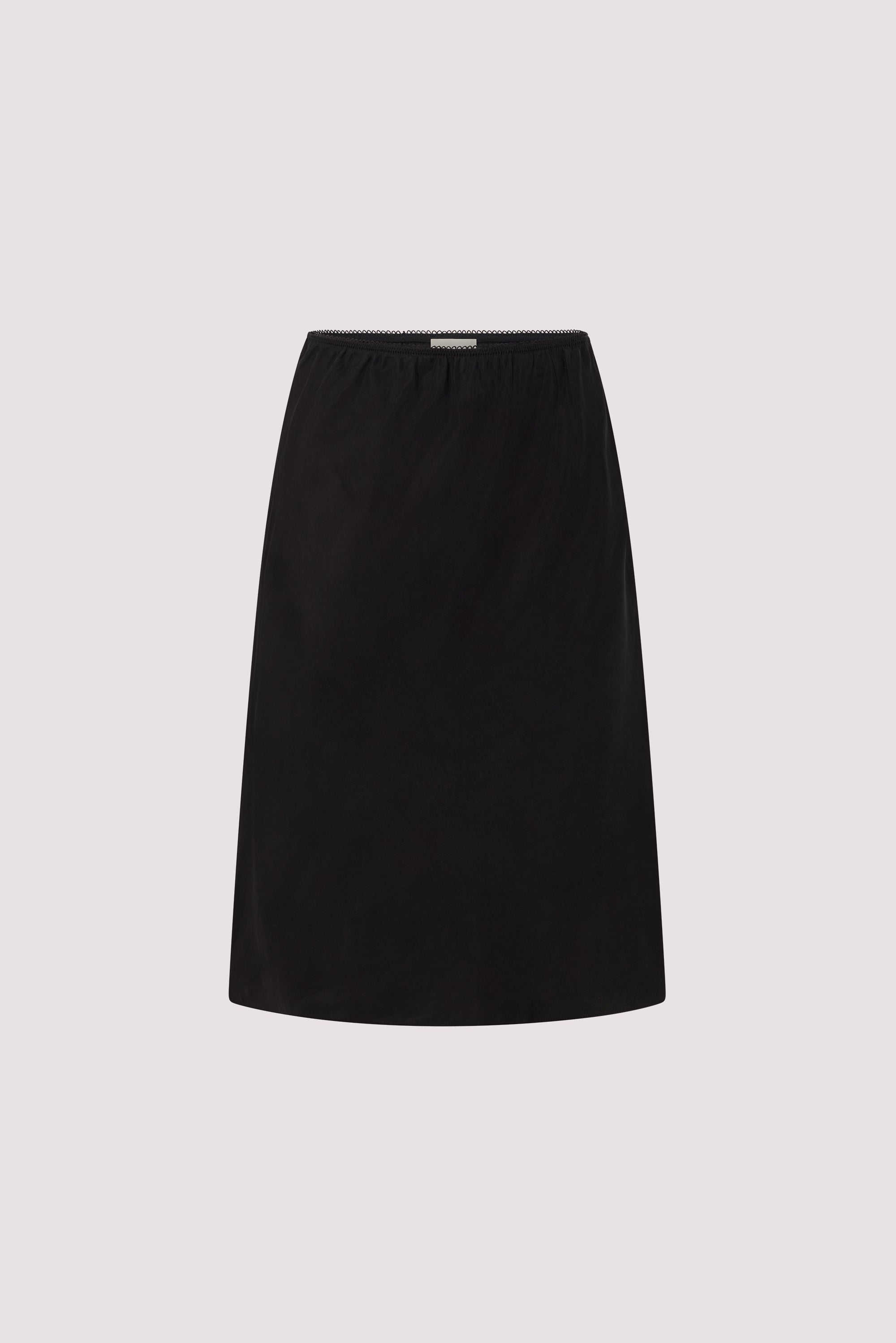 LOUISA BLACK CUPRO KNEE LENGTH SKIRT