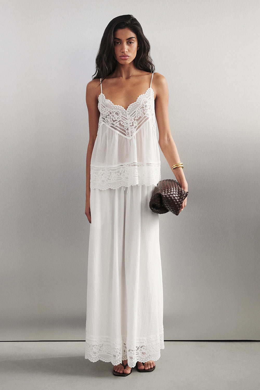 Elisa Cotton Sheer Midi Skirt in White By DISSH