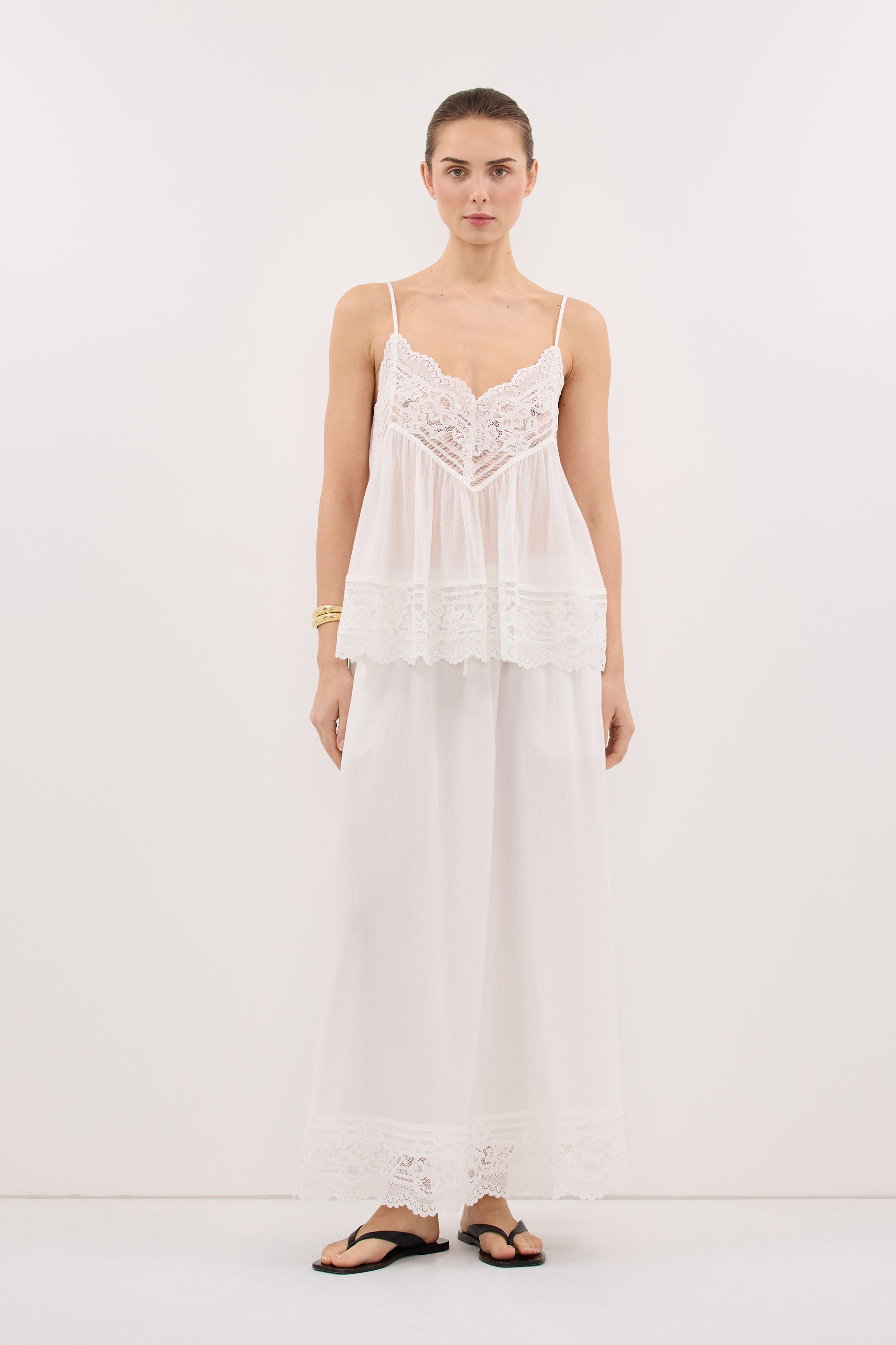 ELISA WHITE COTTON SHEER MIDI SKIRT