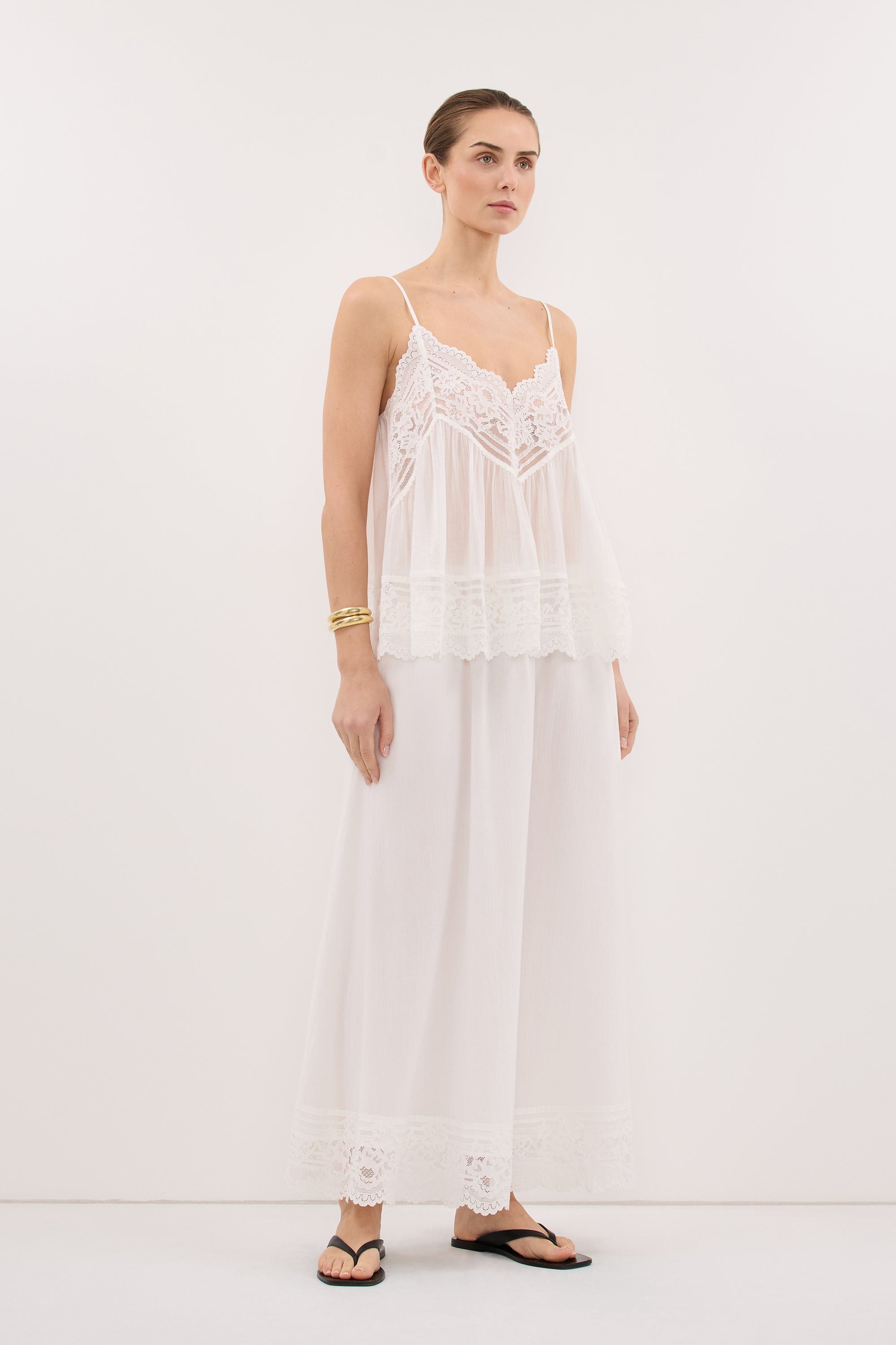 ELISA WHITE COTTON SHEER MIDI SKIRT