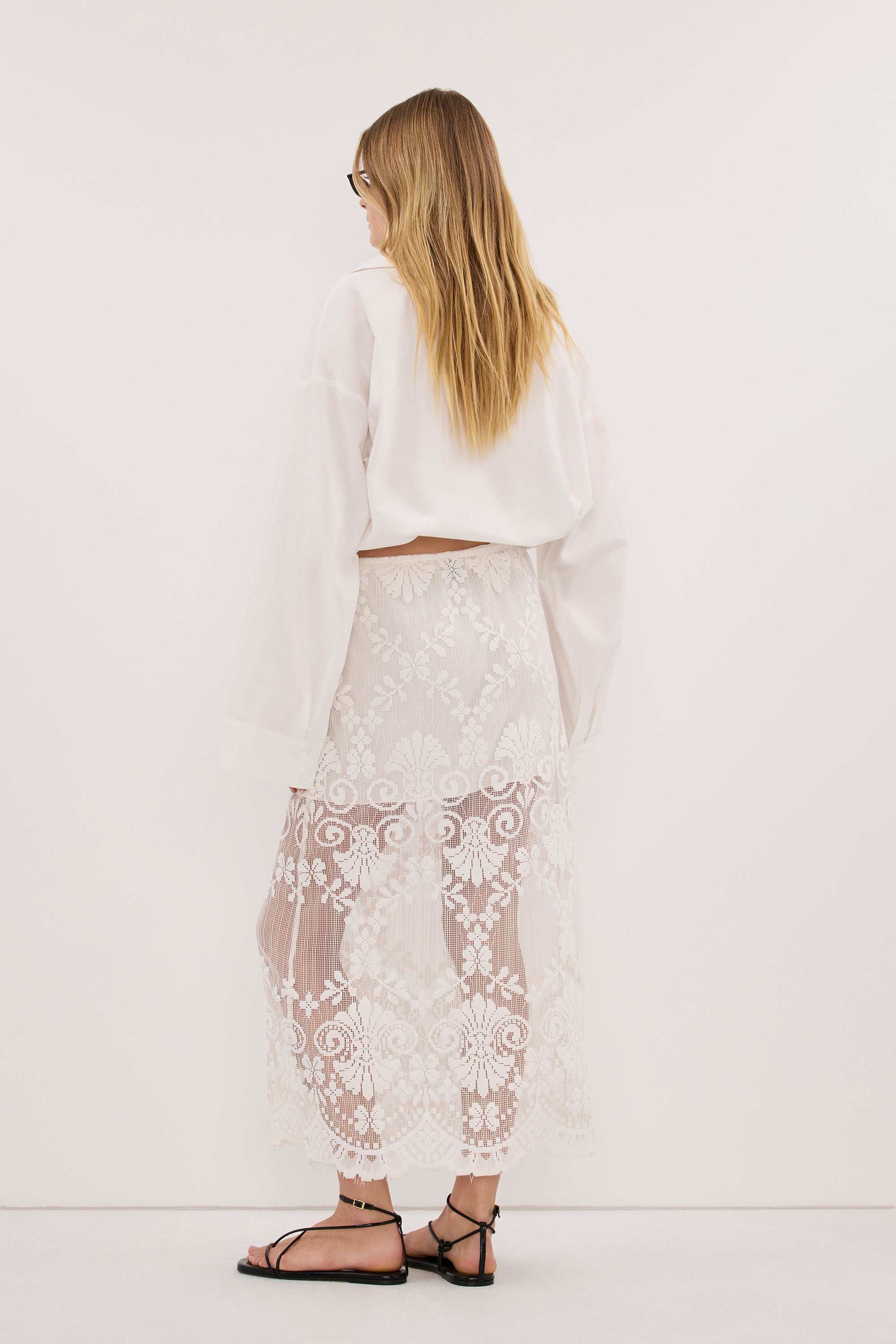 REINA IVORY LACE MIDI SKIRT