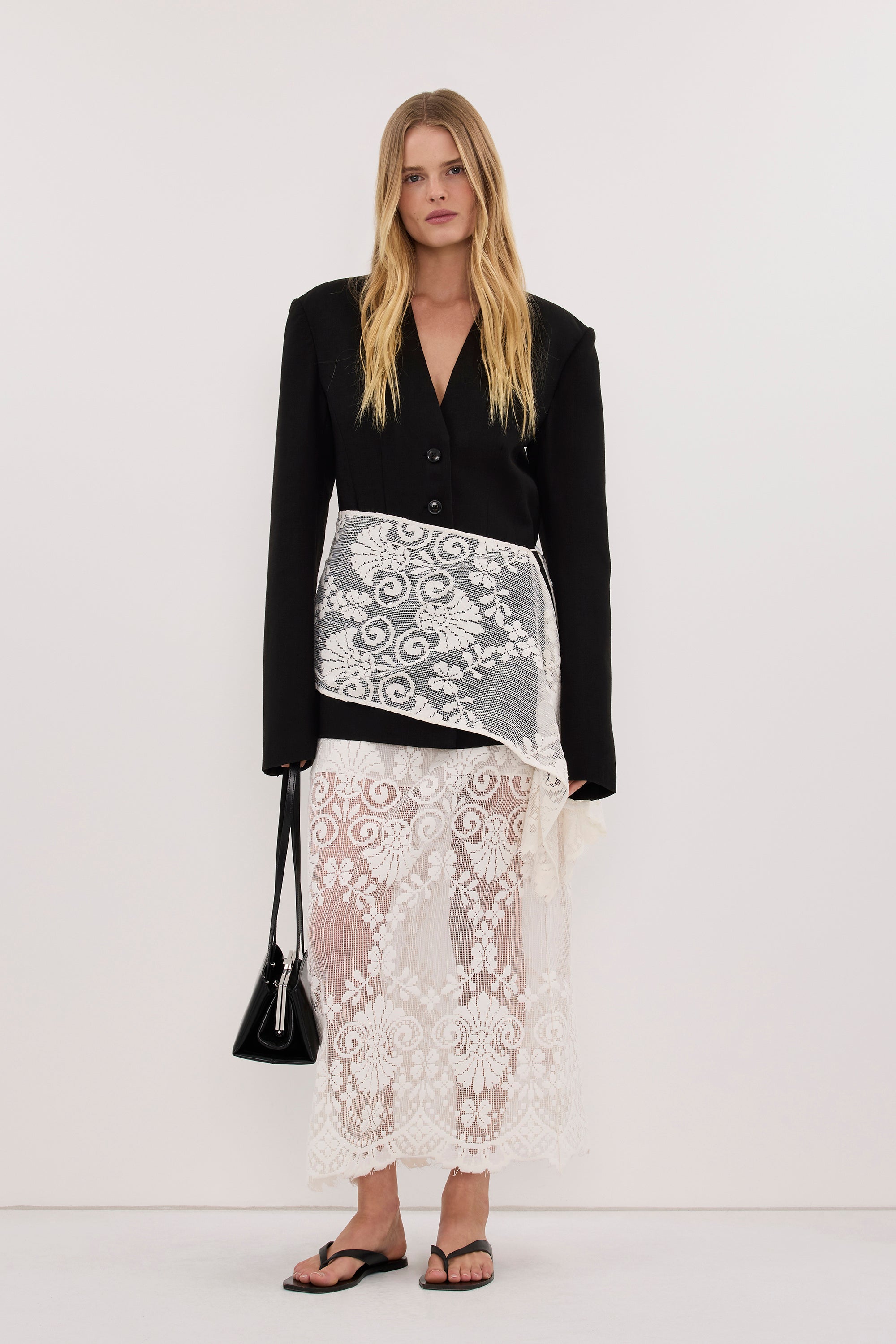REINA IVORY LACE MIDI SKIRT