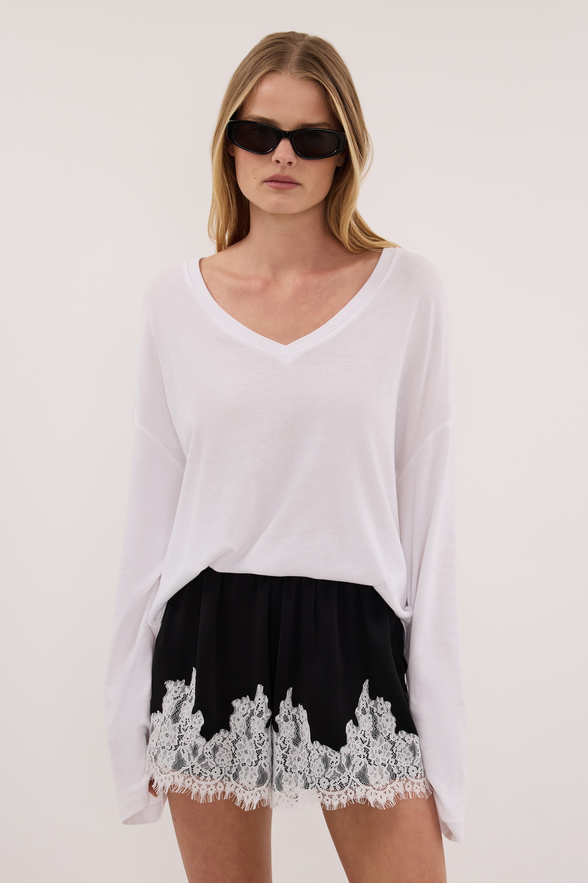 AMELINE BLACK SATIN SHORT