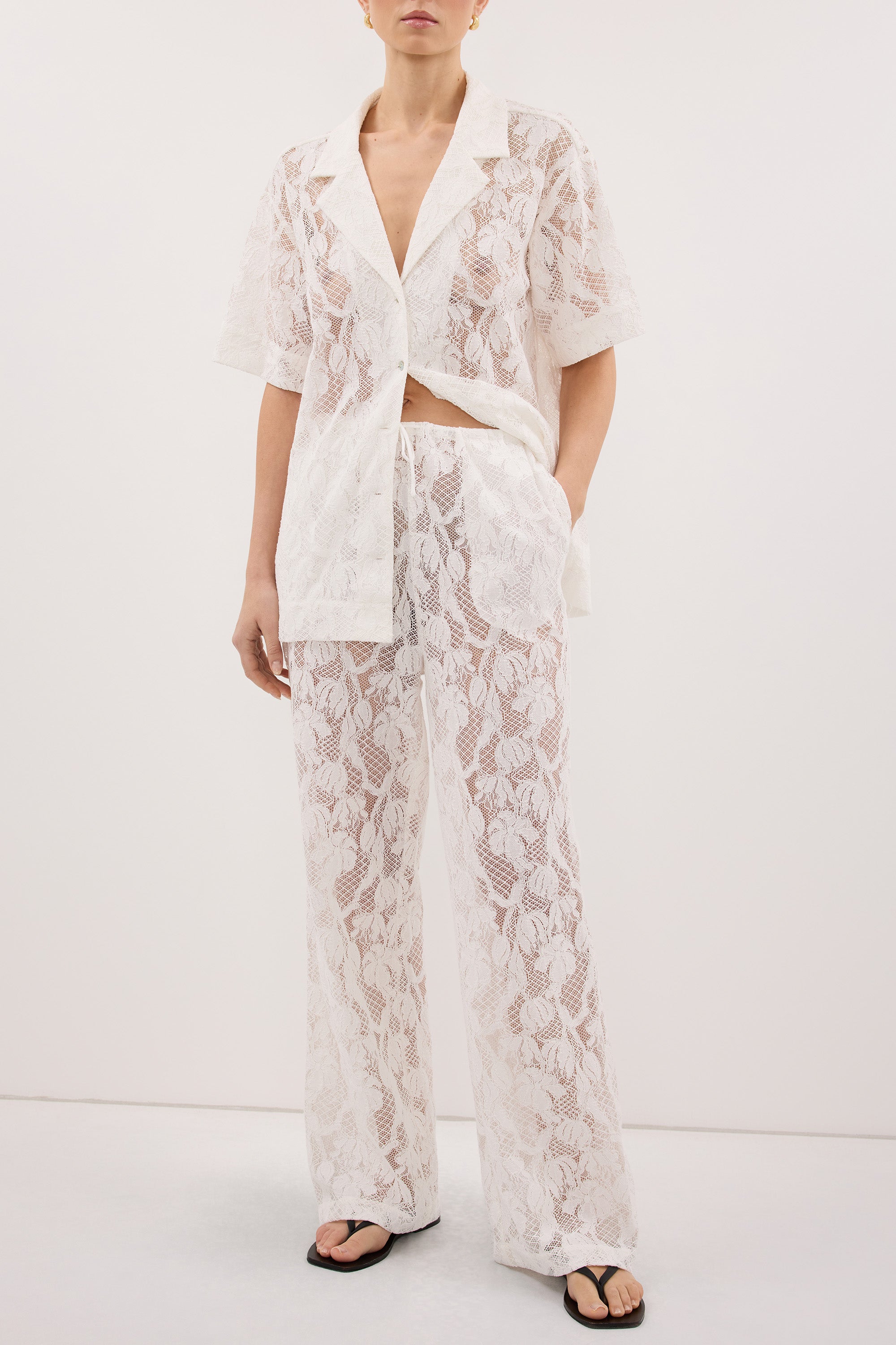 LUCINE WHITE LACE PANT