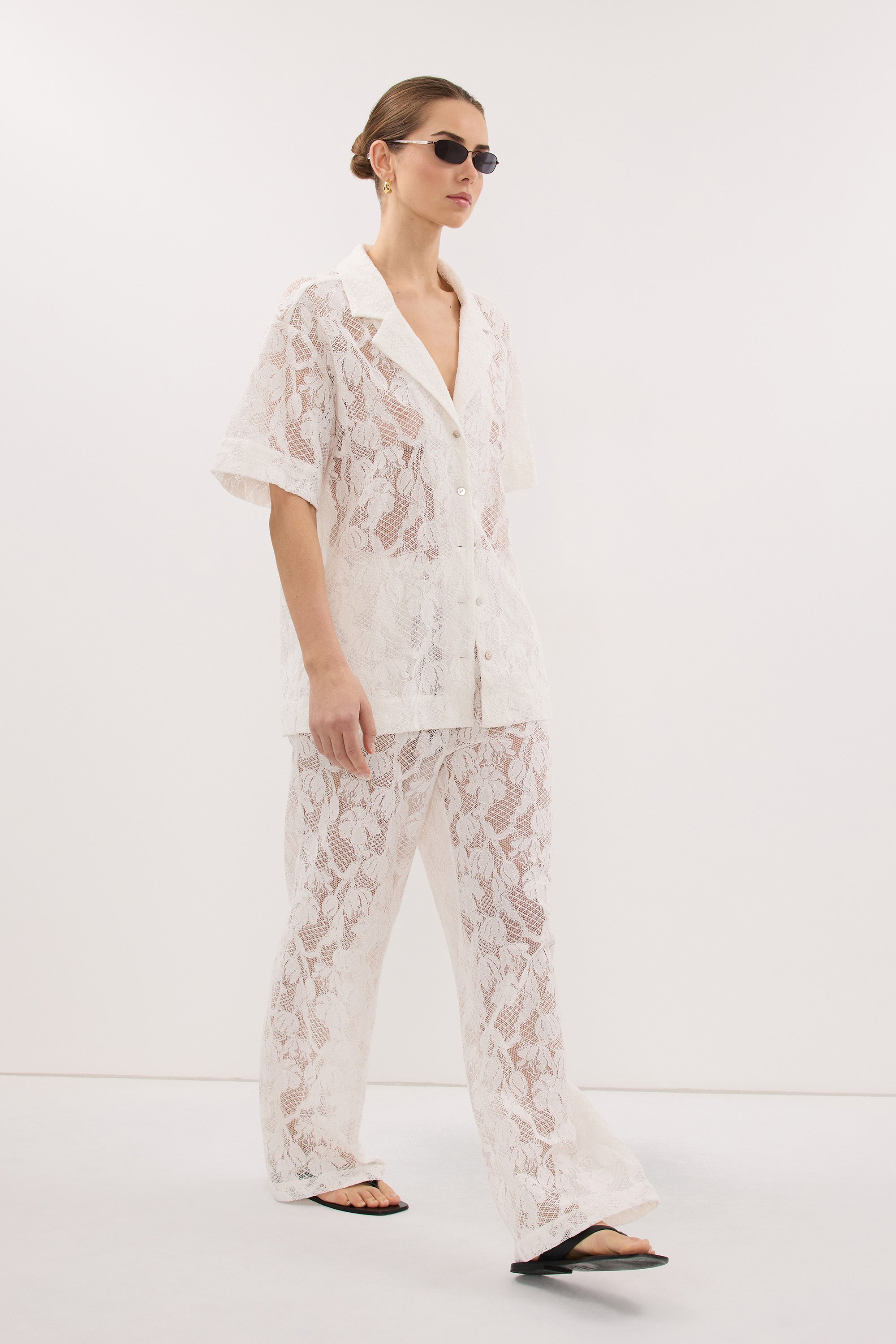 LUCINE WHITE LACE PANT
