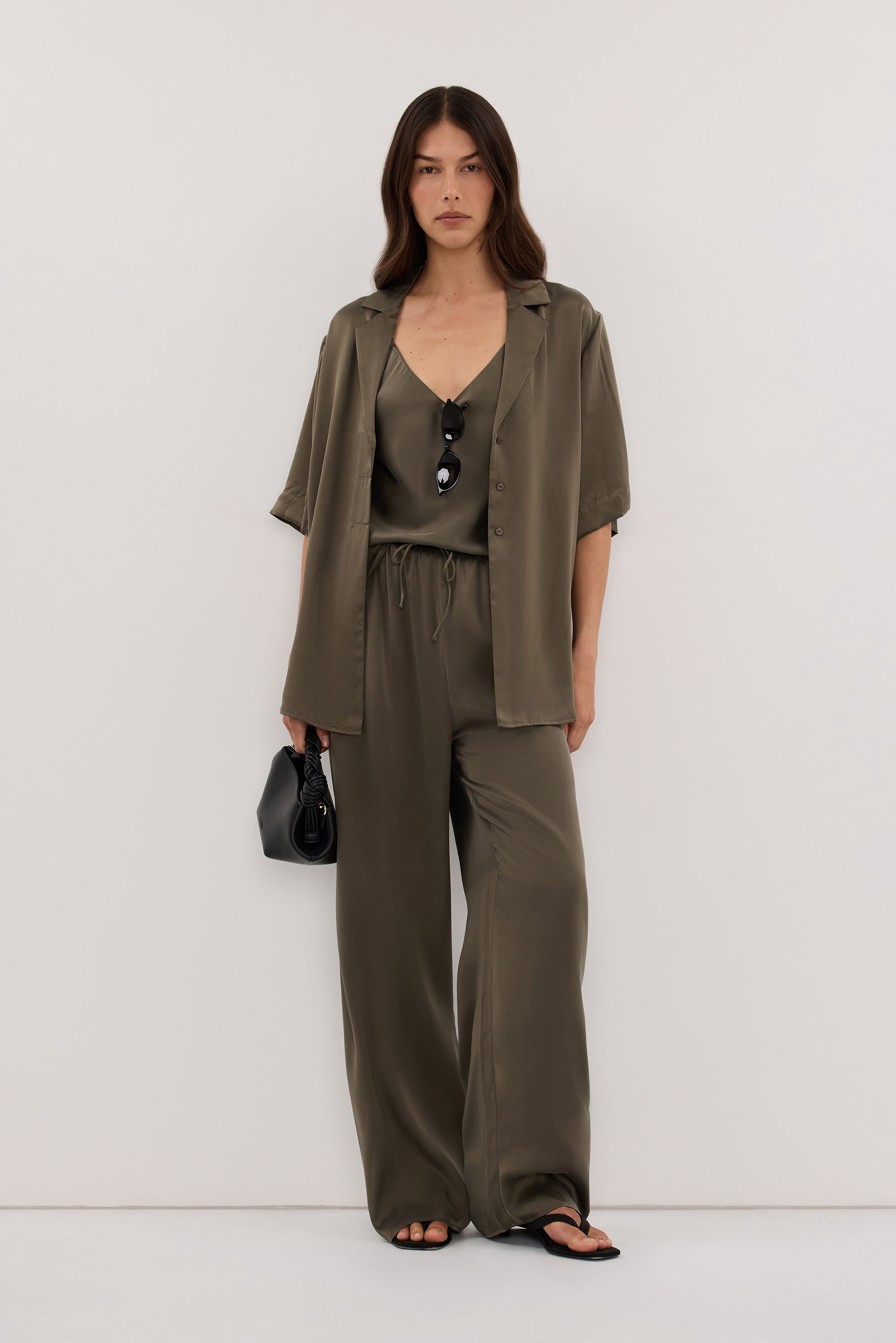 MICAH OLIVE SILK PANT