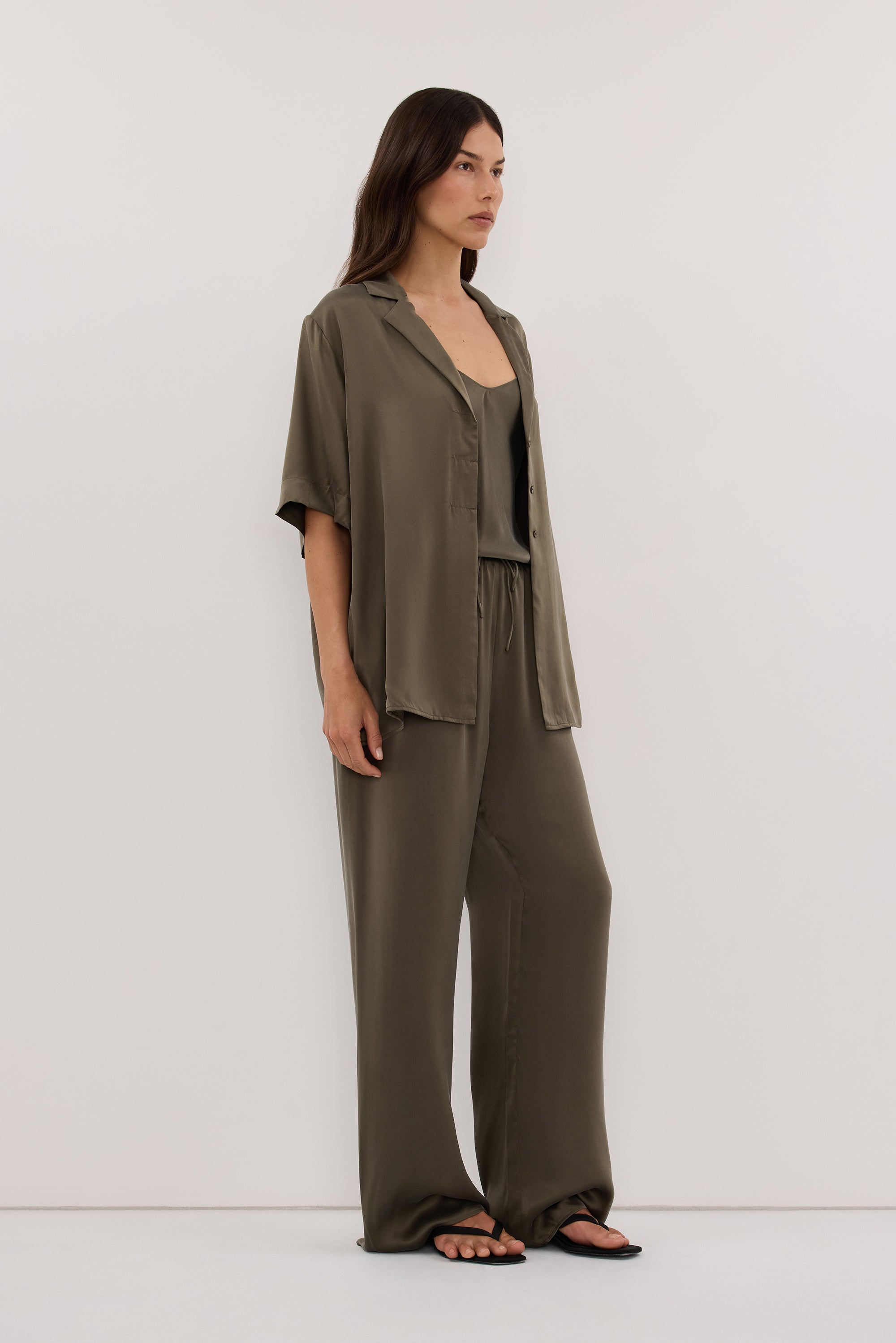 MICAH OLIVE SILK PANT