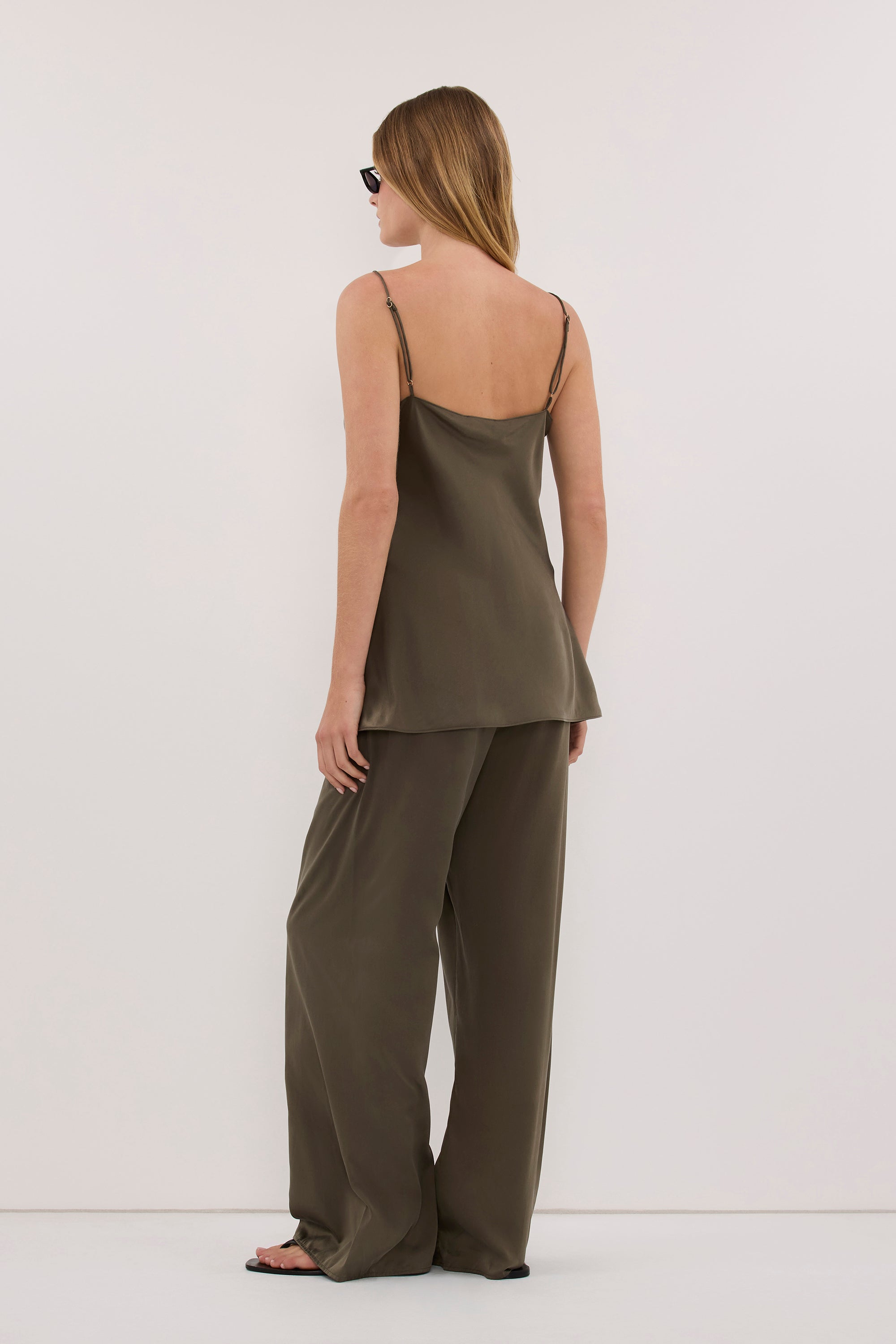 MICAH OLIVE SILK PANT - PRE ORDER