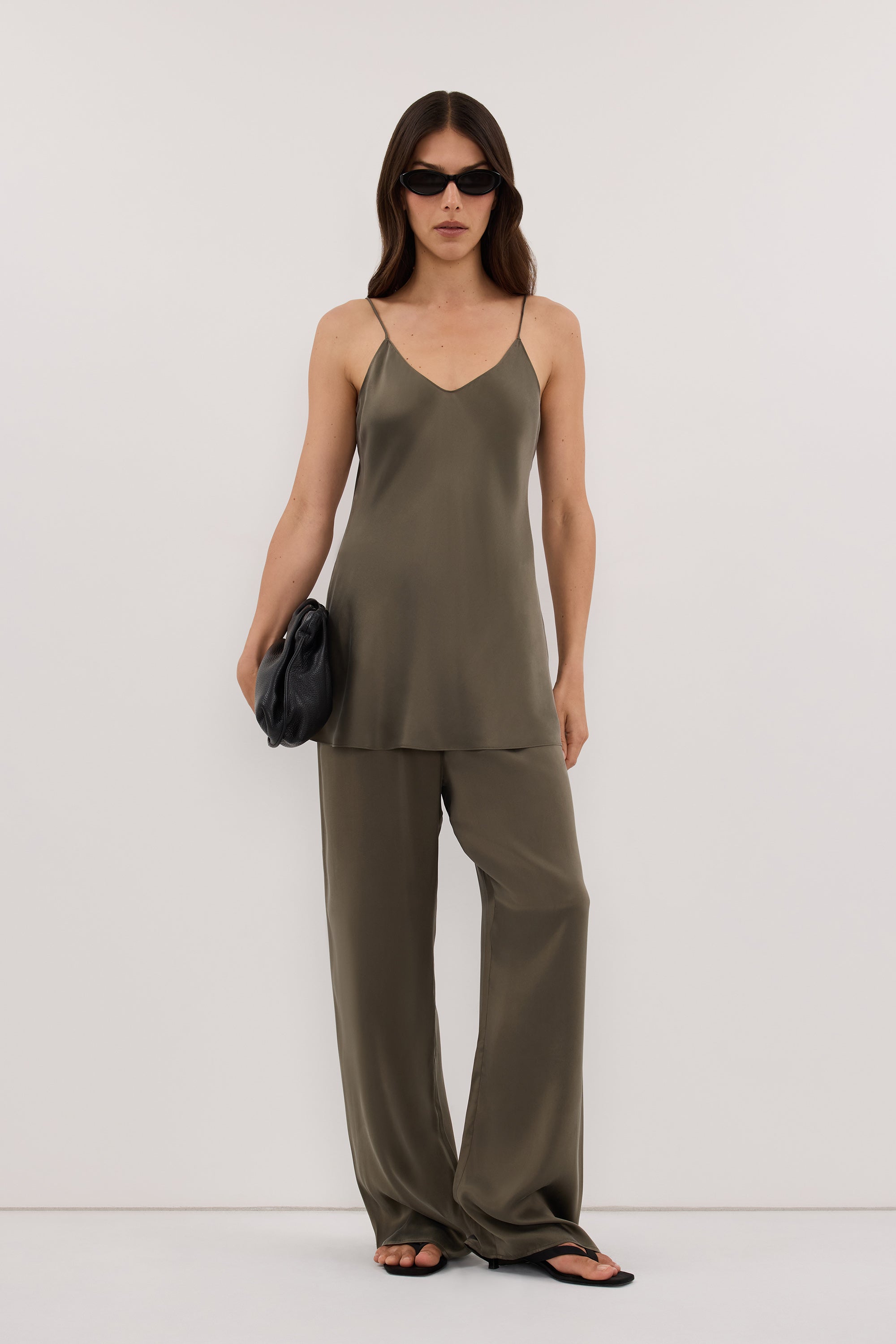 MICAH OLIVE SILK PANT